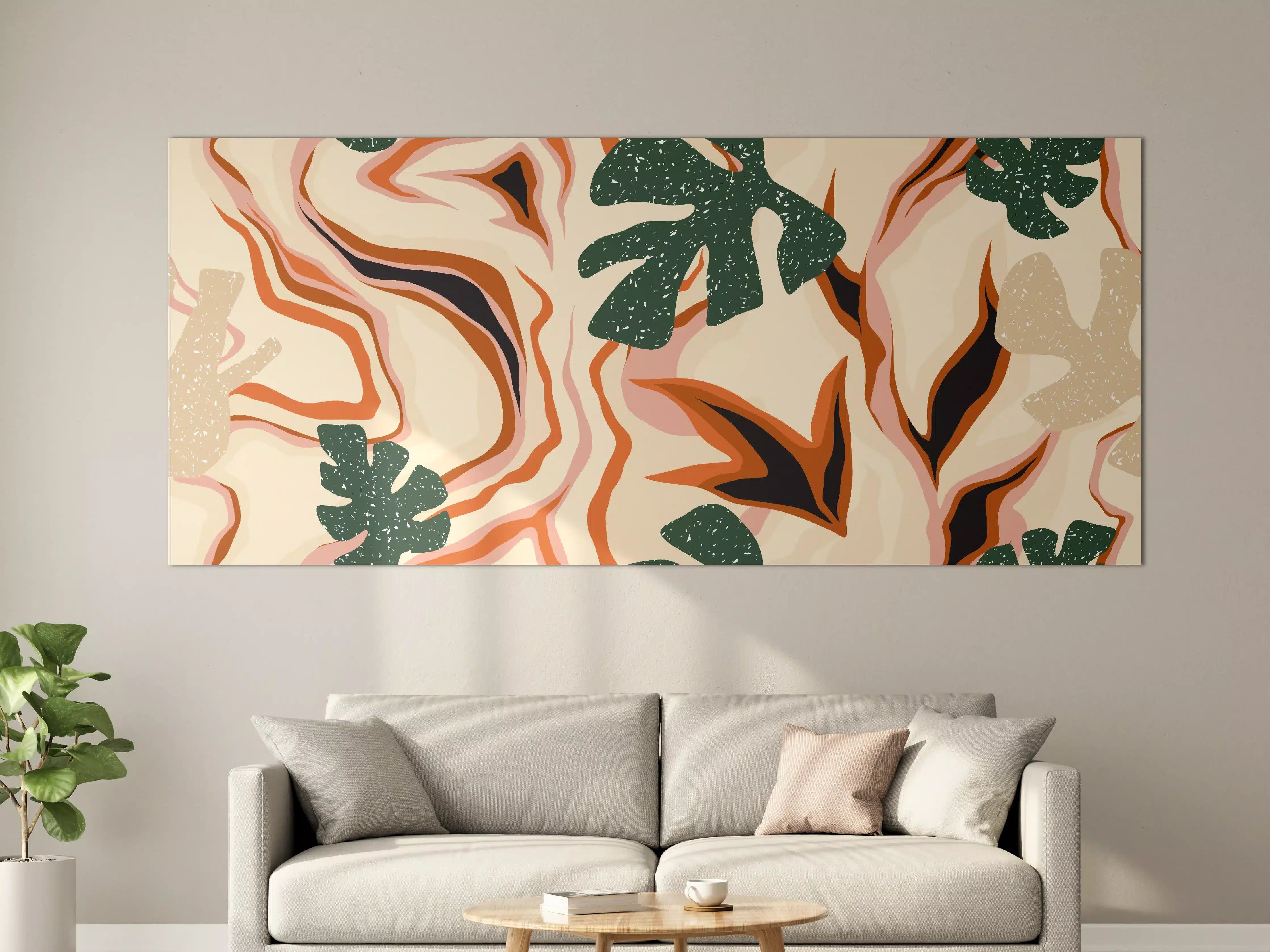 Große Wandbilder - Tropischer Vortex Beige-Orange