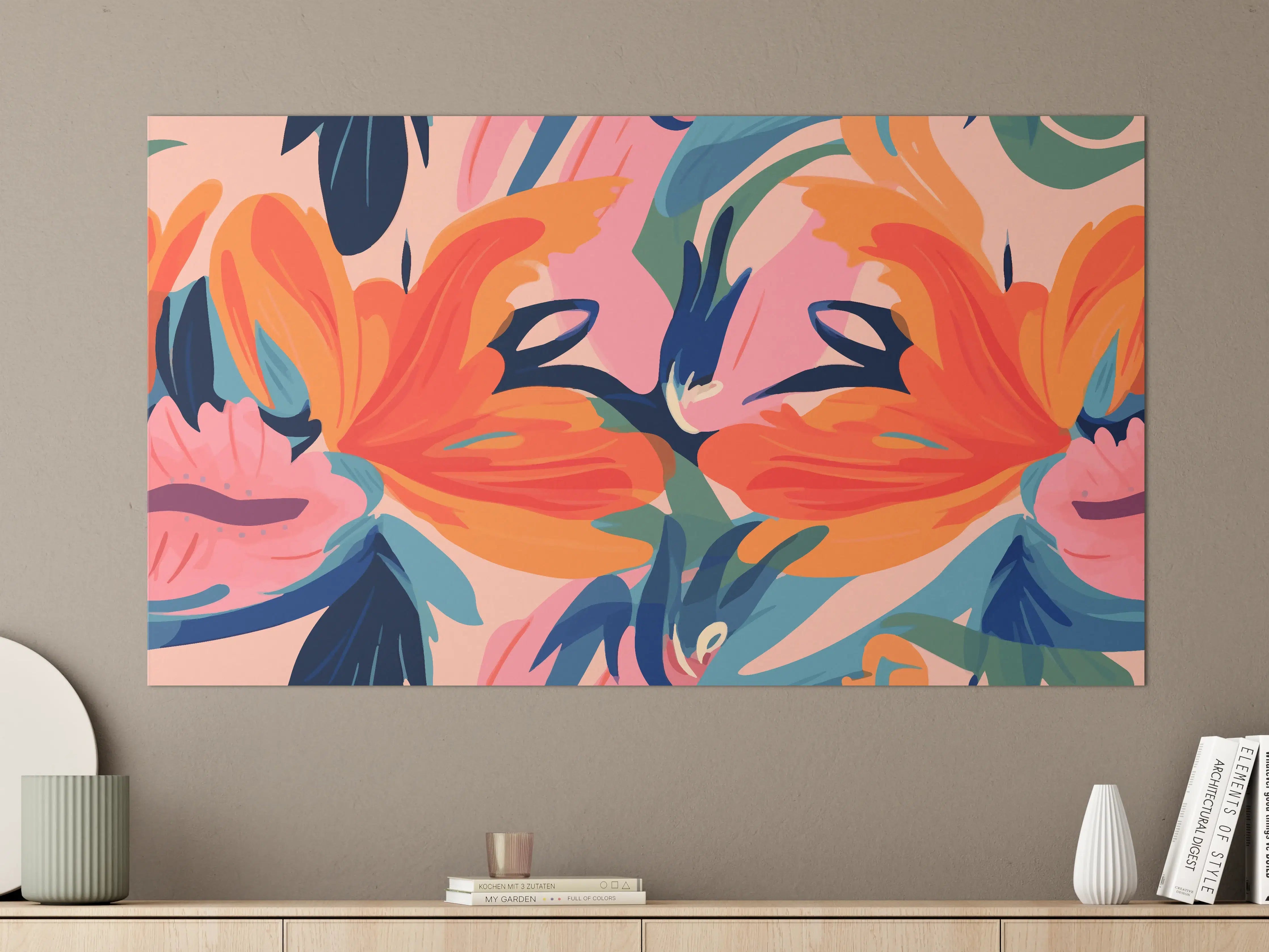 Große Wandbilder - Tropisches Dämmerungs-Blumenmuster