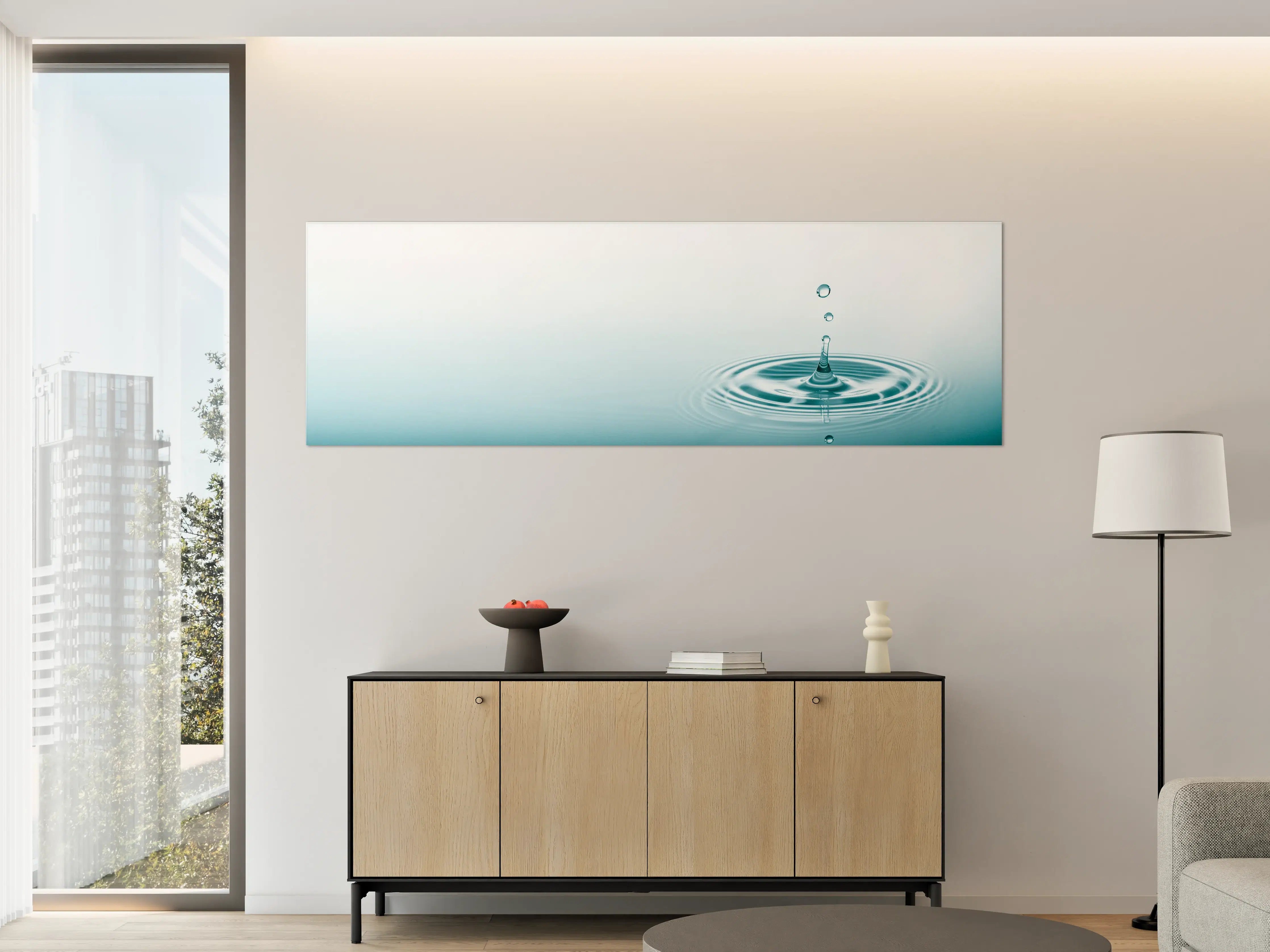 Große Wandbilder - Türkis-Weißer Wassertropfen