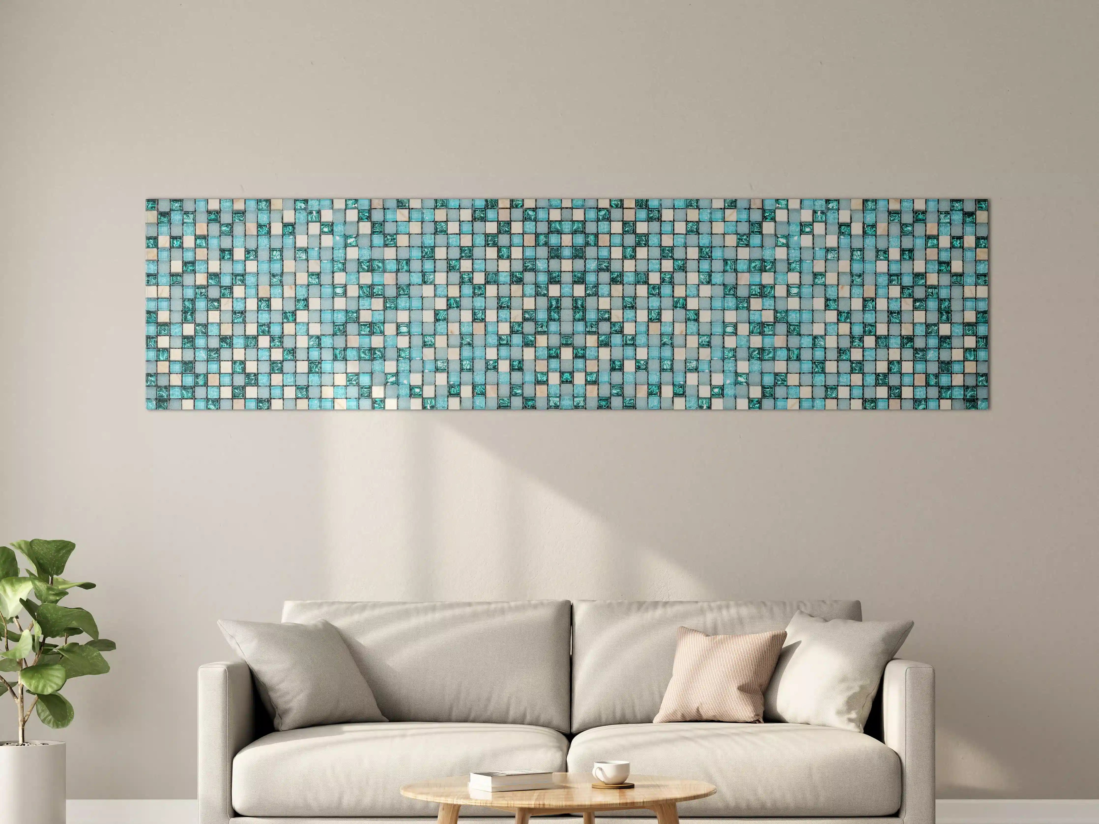 Große Wandbilder - Türkis-Weißes Aquamarin Mosaik