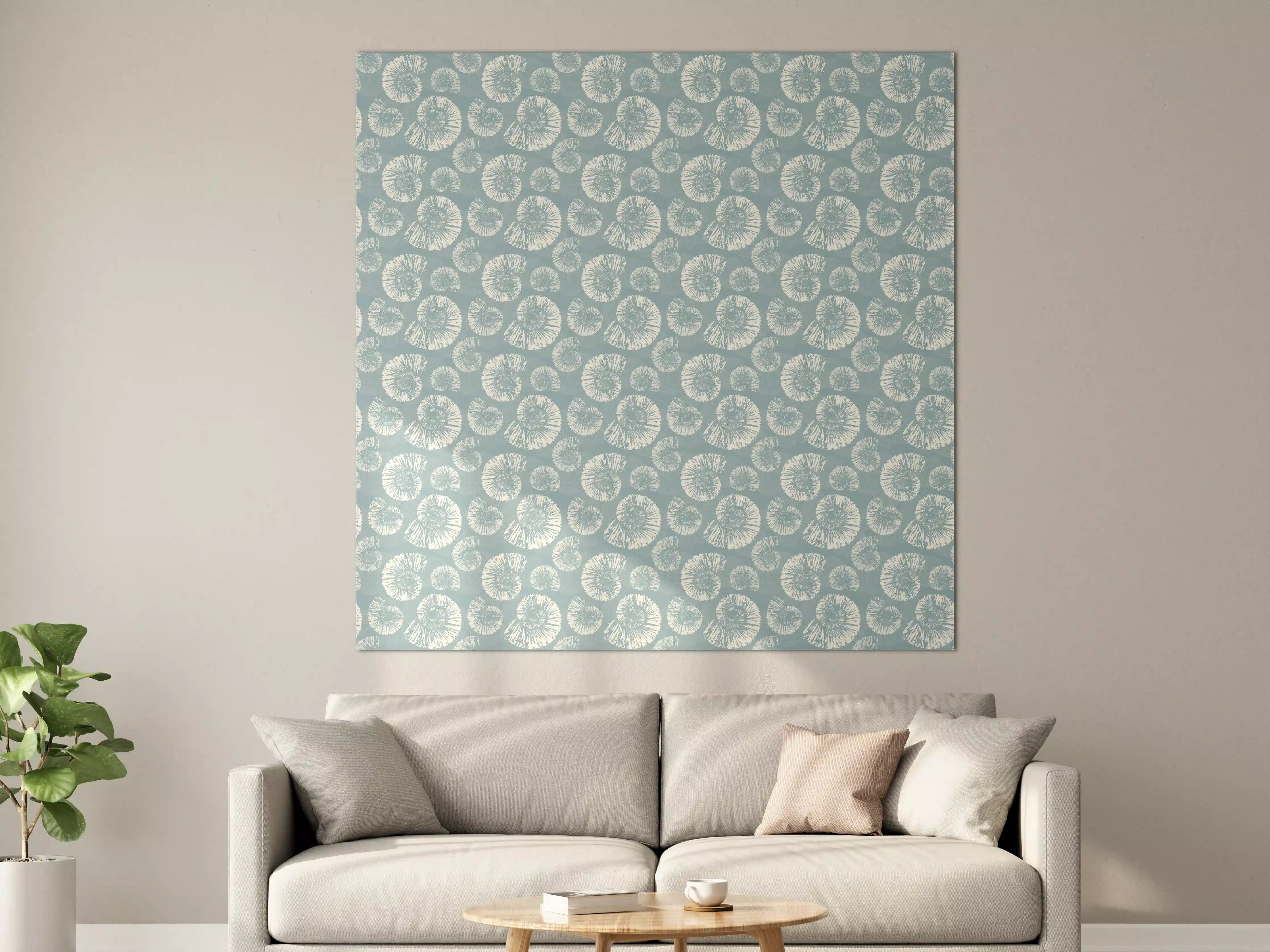 Große Wandbilder - Türkis-Weißes Muschelmuster