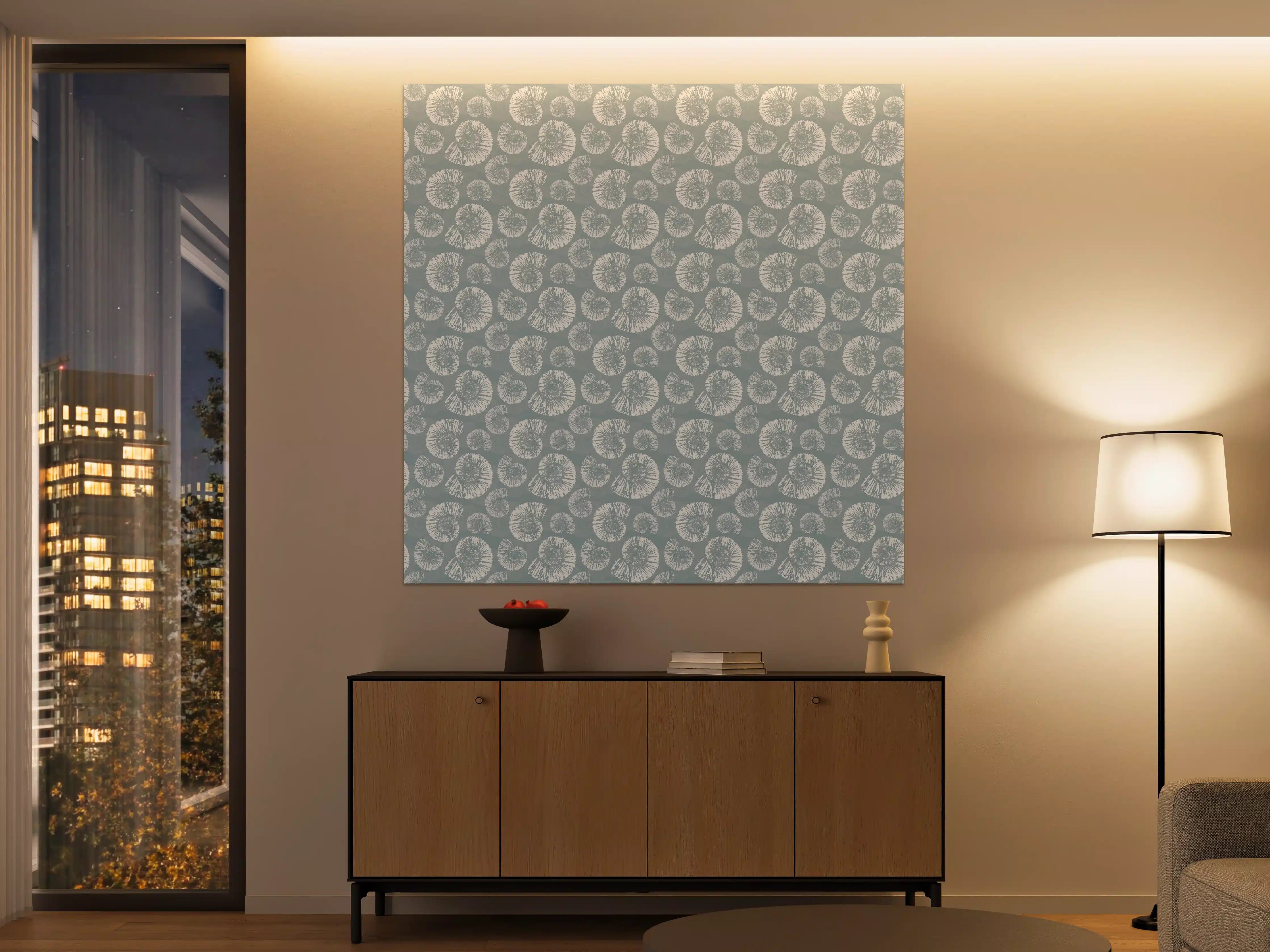 Große Wandbilder - Türkis-Weißes Muschelmuster