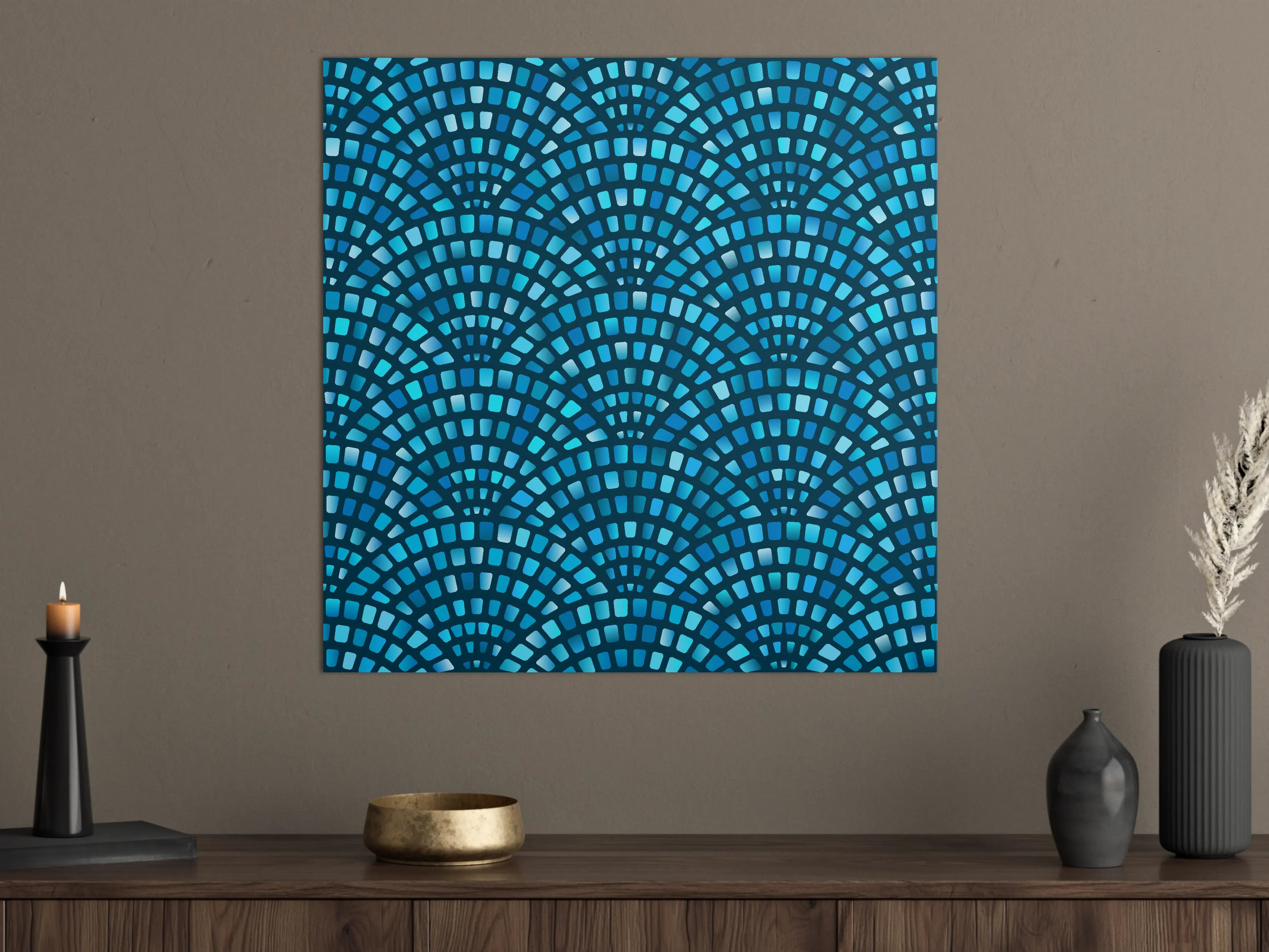 Große Wandbilder - Türkise Fischschuppen-Mosaiktextur