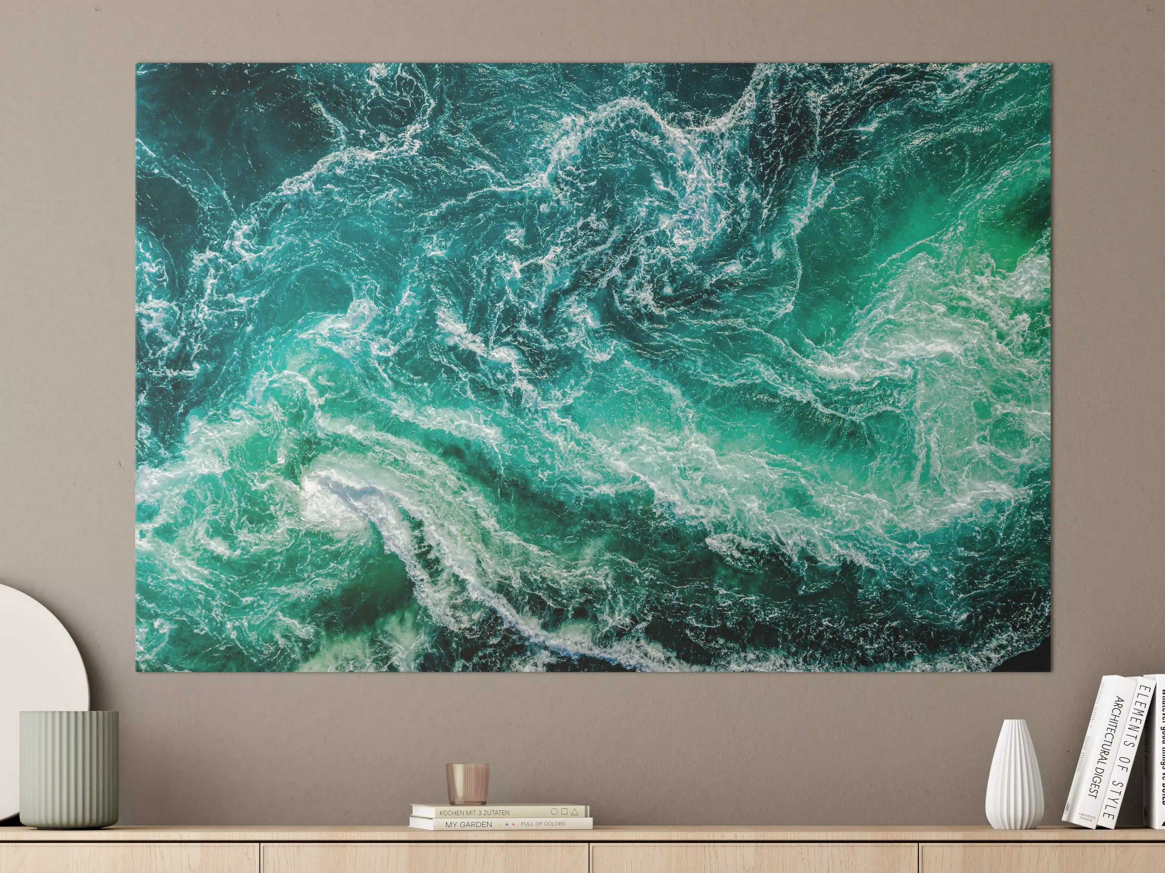 Große Wandbilder - Turbulente Meereswellen in Blau und Grün
