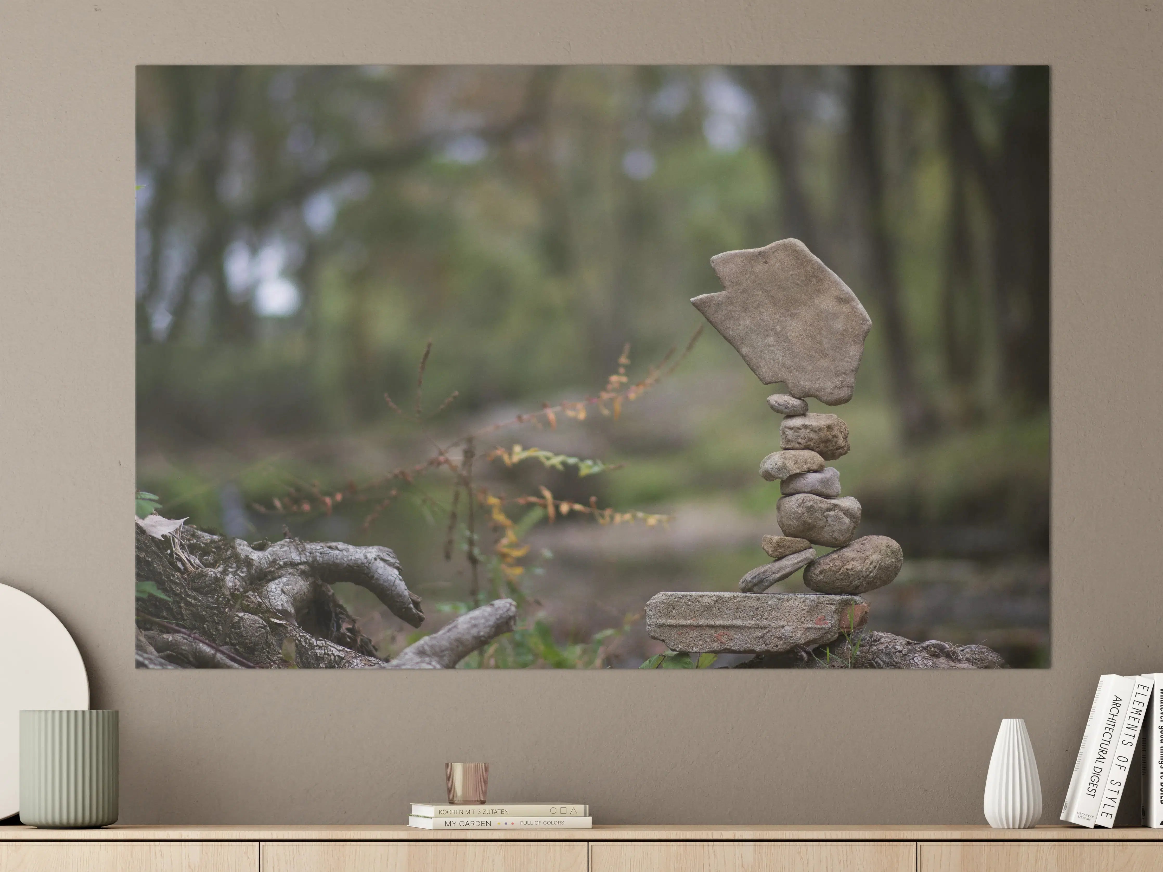 Große Wandbilder - Turm aus Steinen im Wald
