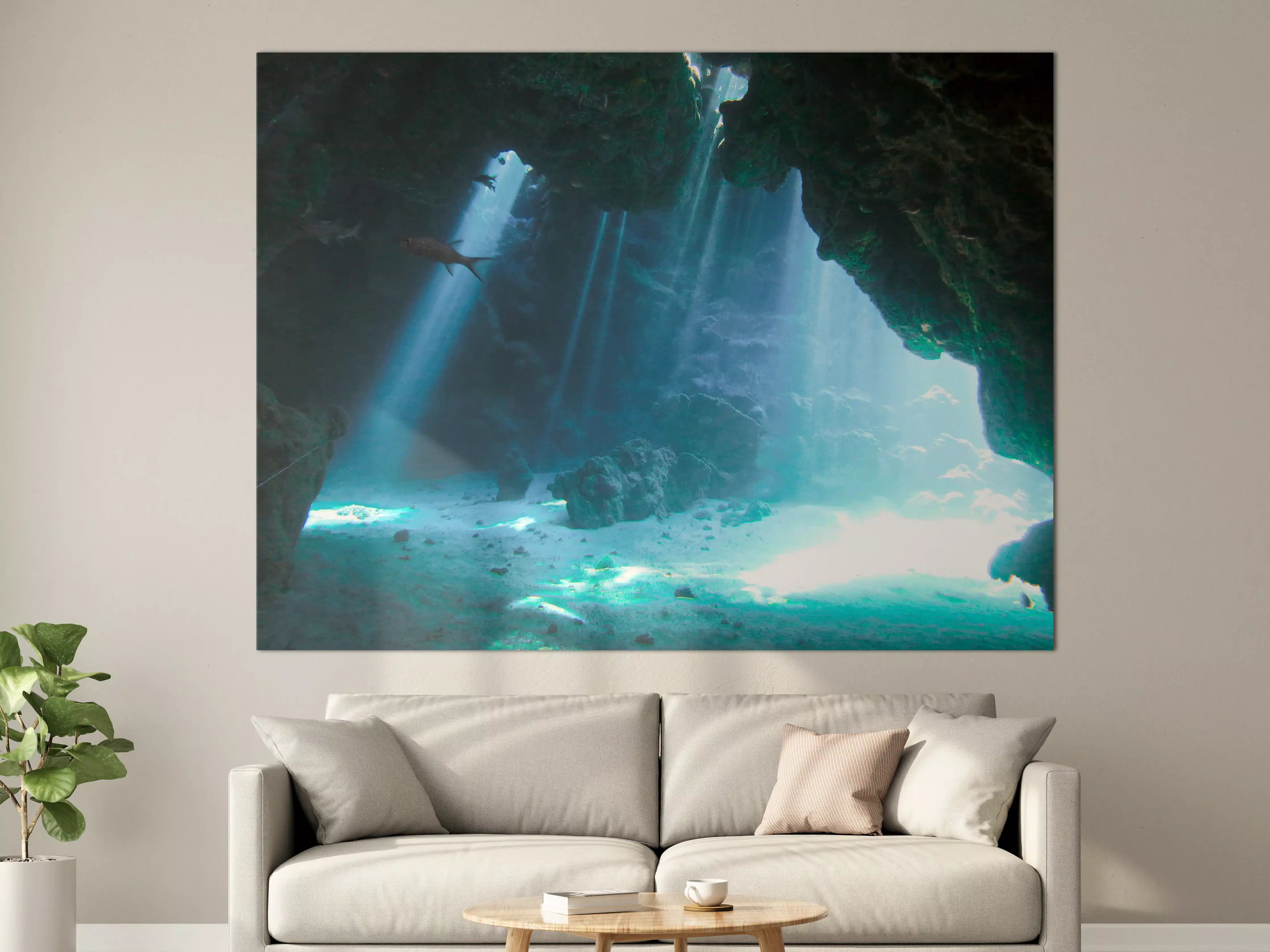Große Wandbilder - Unterwasserhöhle mit Sonnenstrahlen - Japan
