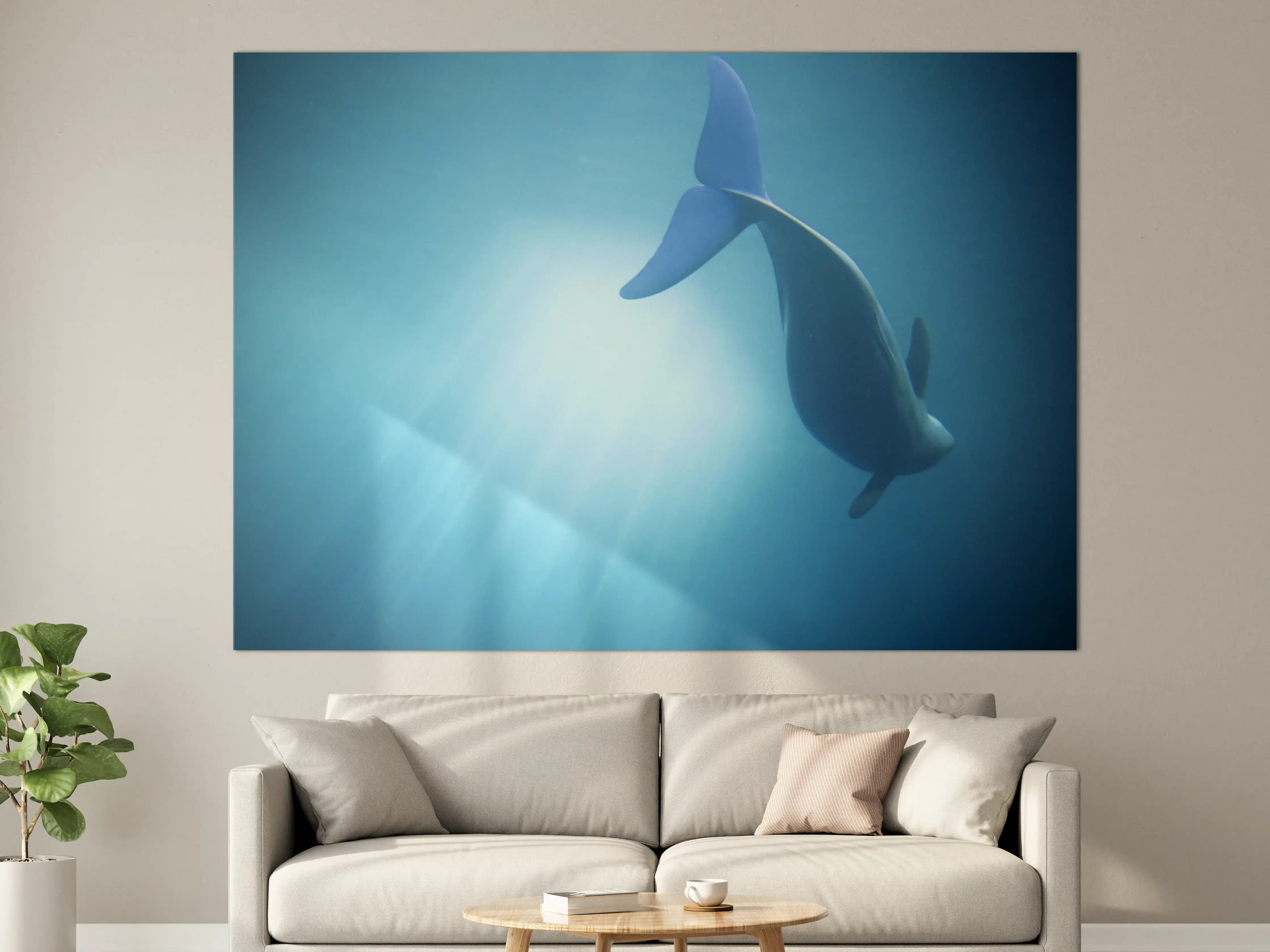Große Wandbilder - Unterwasserjunkie - Delfin in Blau