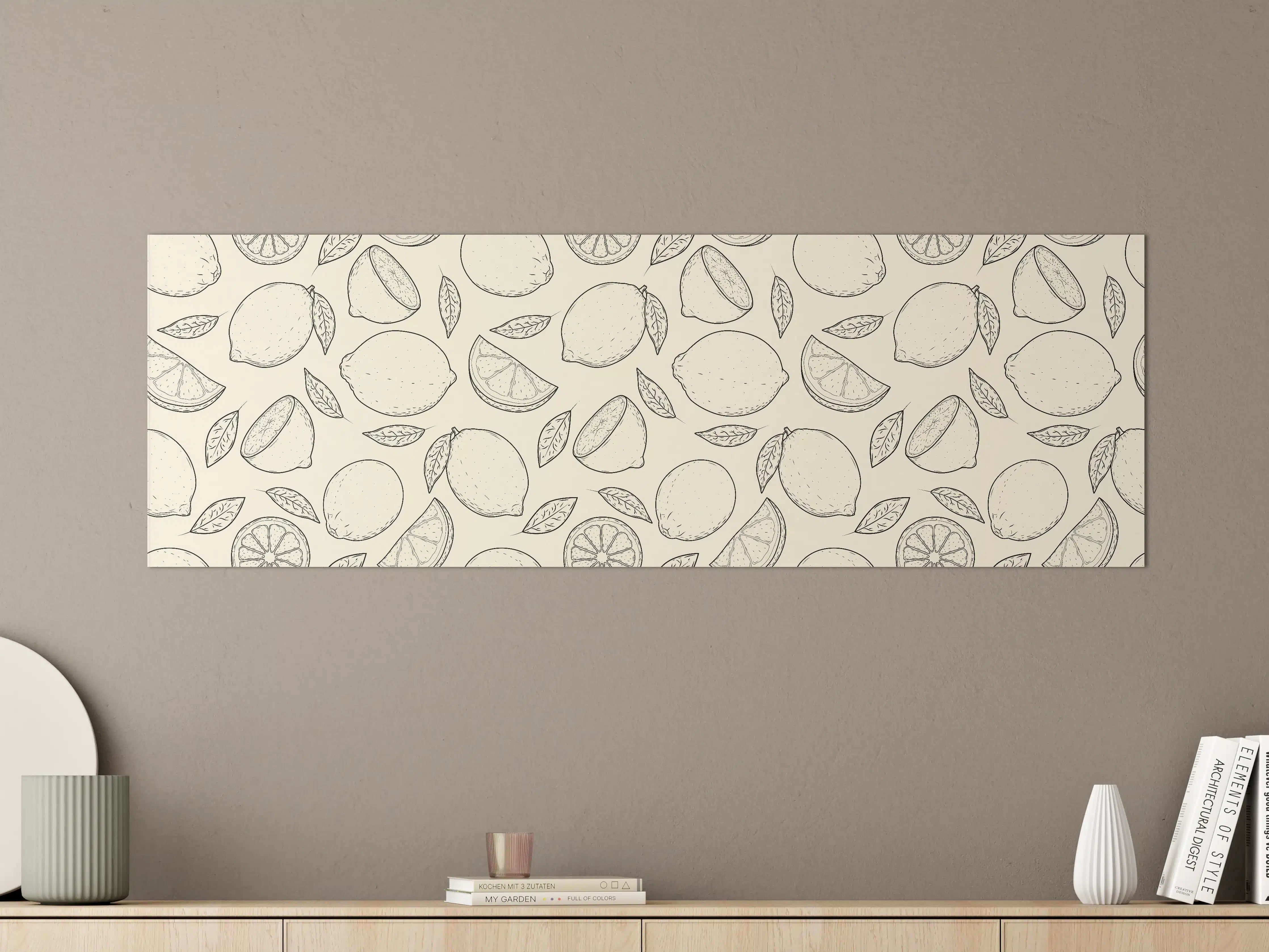 Große Wandbilder - Urban Lemon Zitronen-Muster Beige
