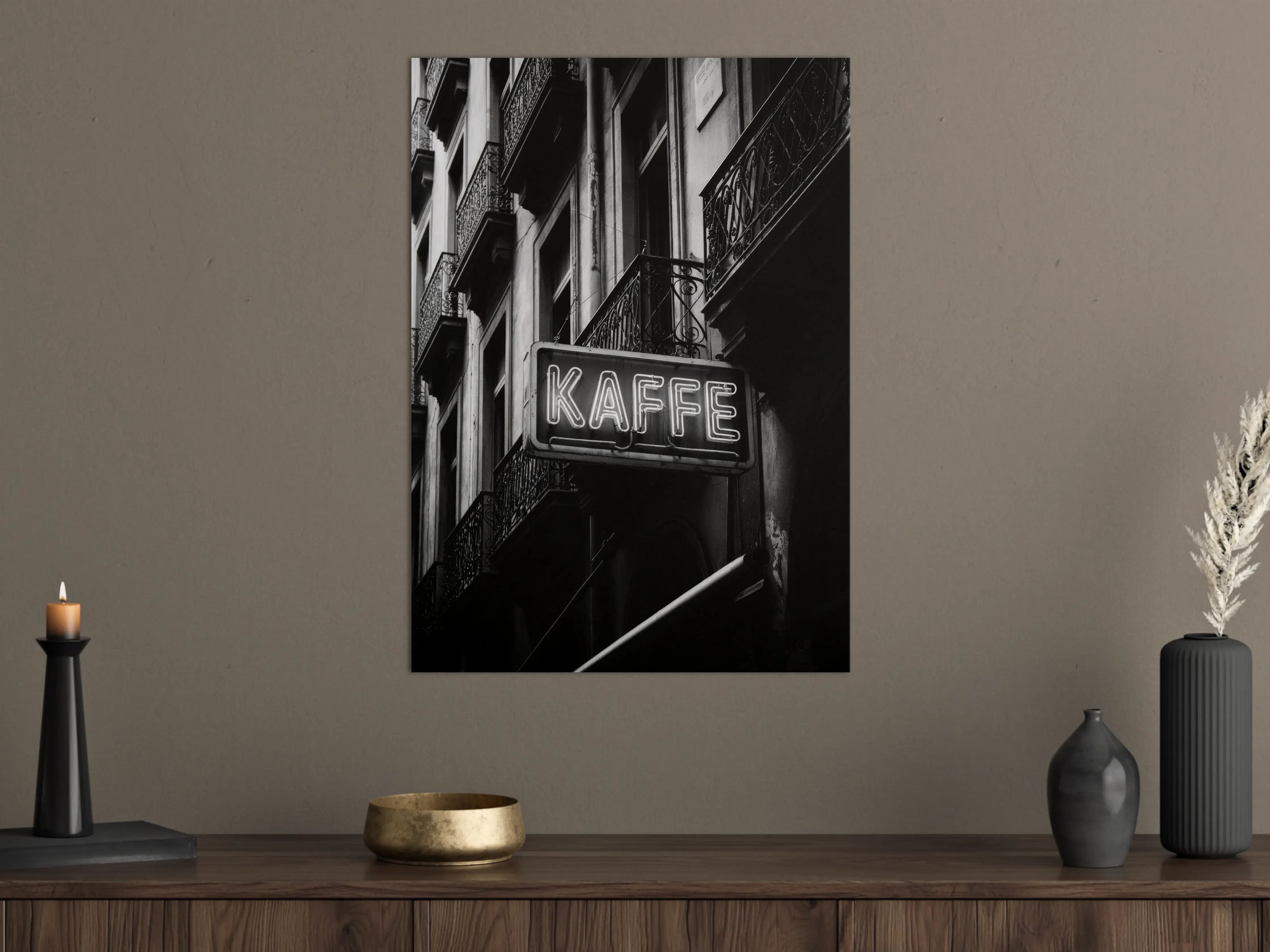 Große Wandbilder - Urbanes Kaffeelogo in Schwarz-Weiß