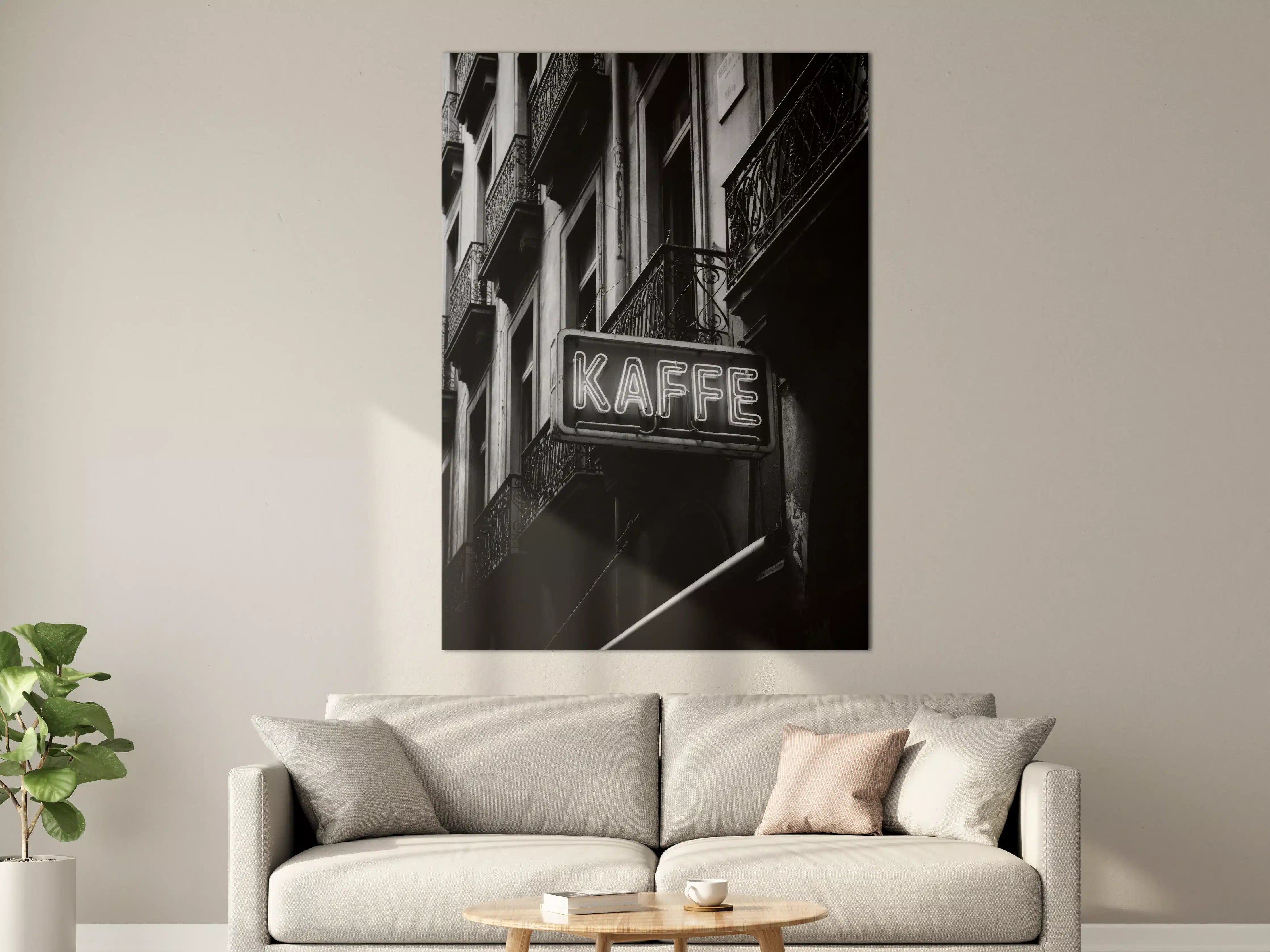 Große Wandbilder - Urbanes Kaffeelogo in Schwarz-Weiß