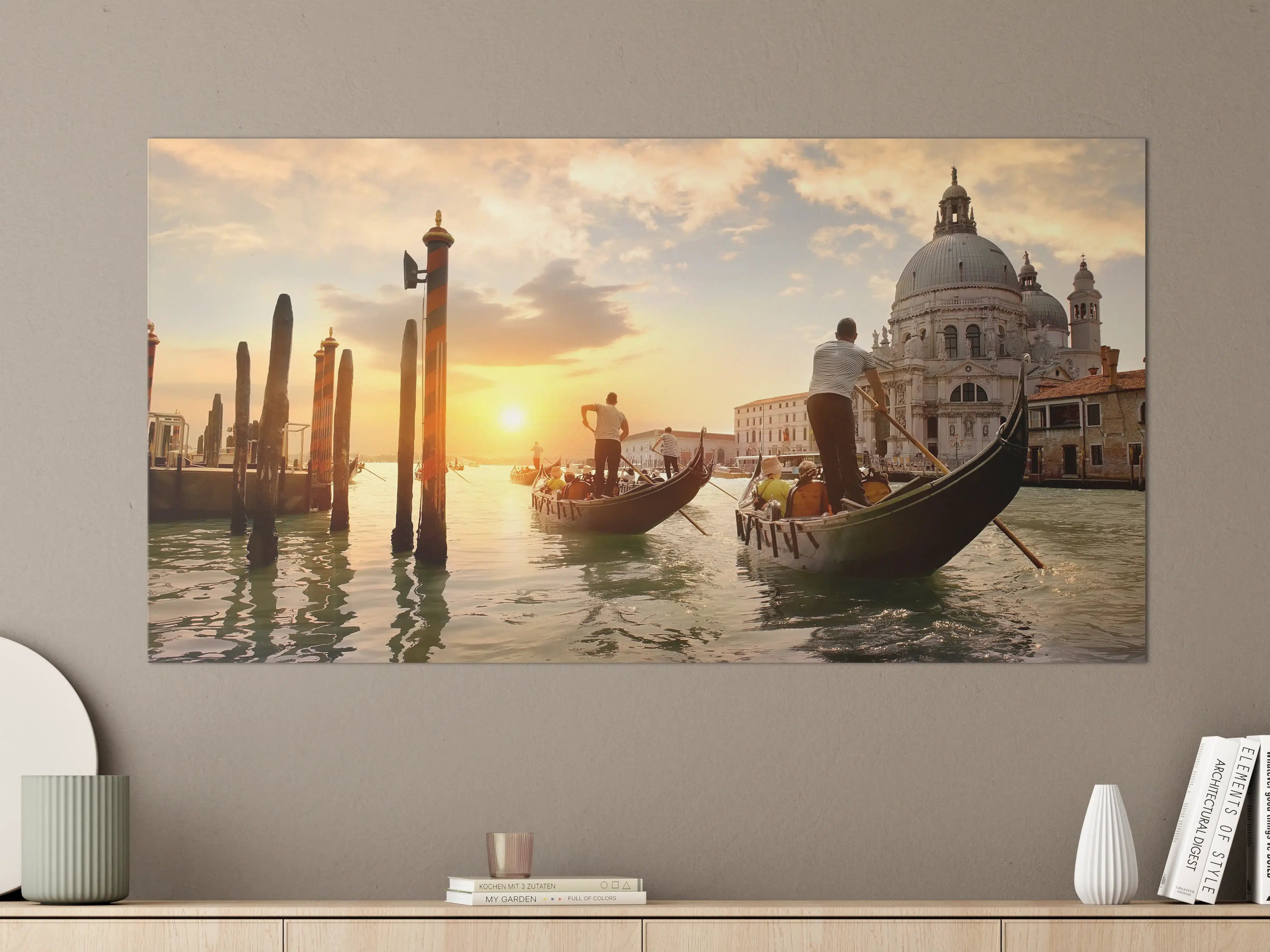 Große Wandbilder - Venetian Sunset with Gondolas