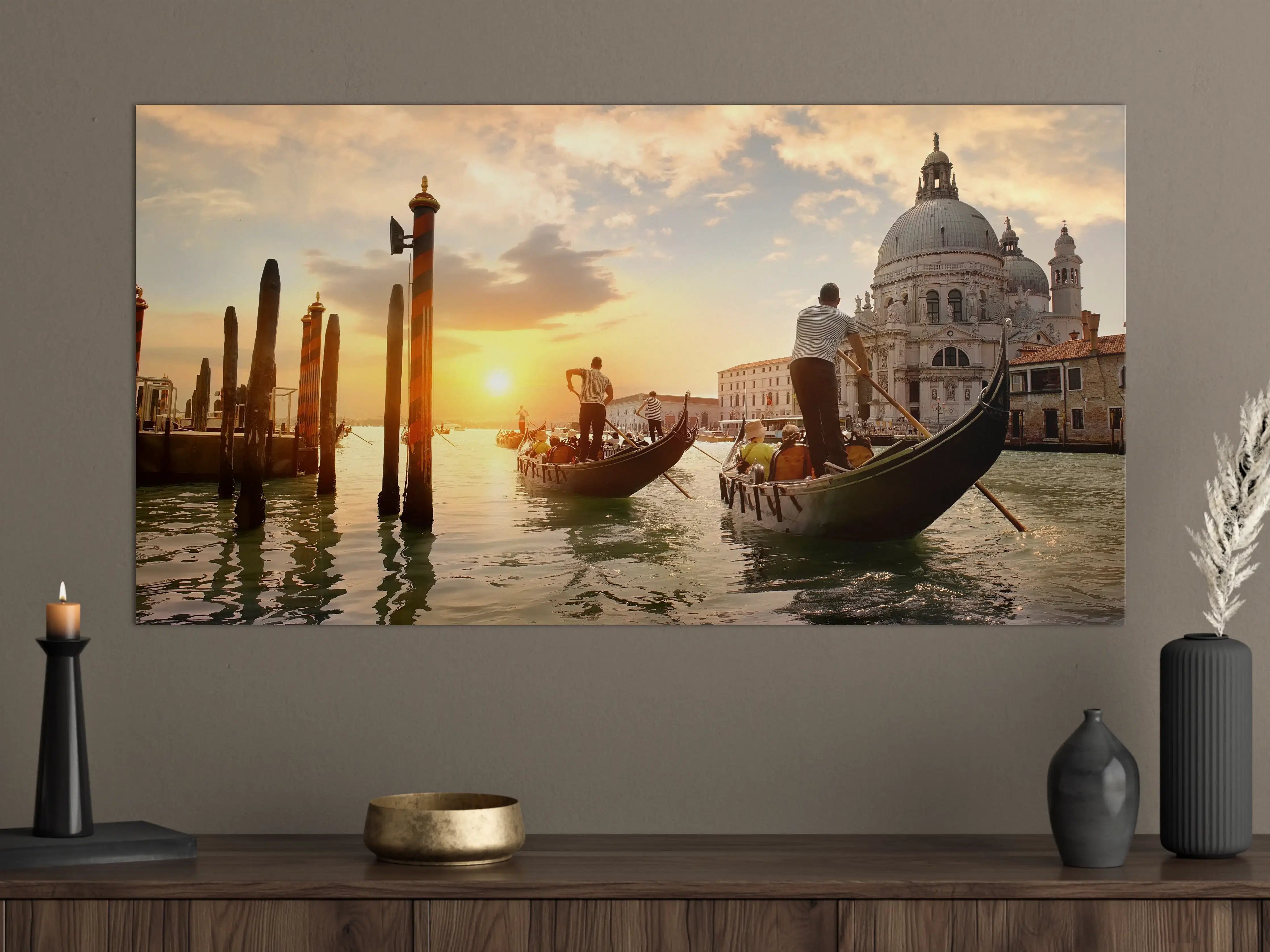 Große Wandbilder - Venetian Sunset with Gondolas