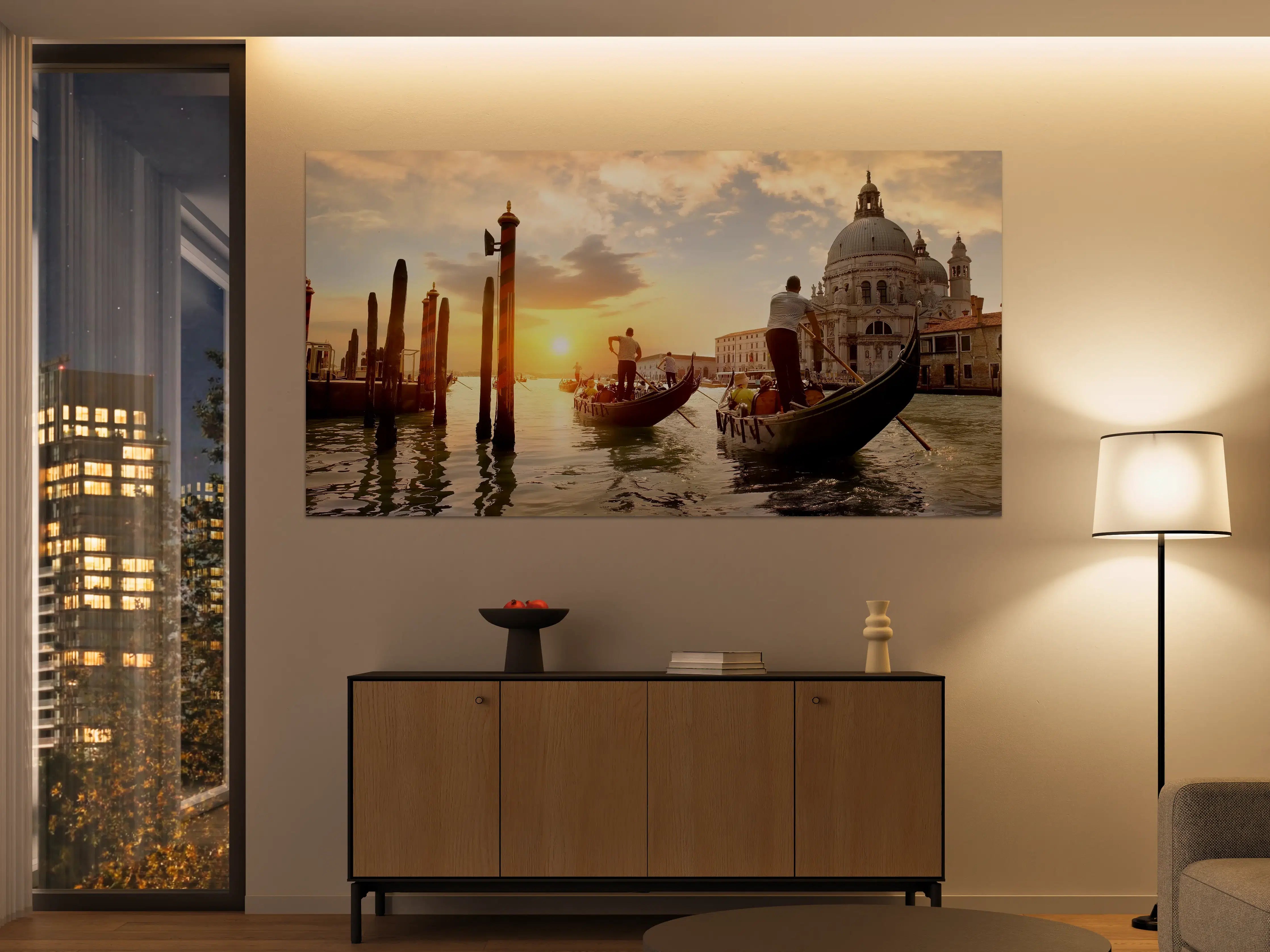 Große Wandbilder - Venetian Sunset with Gondolas