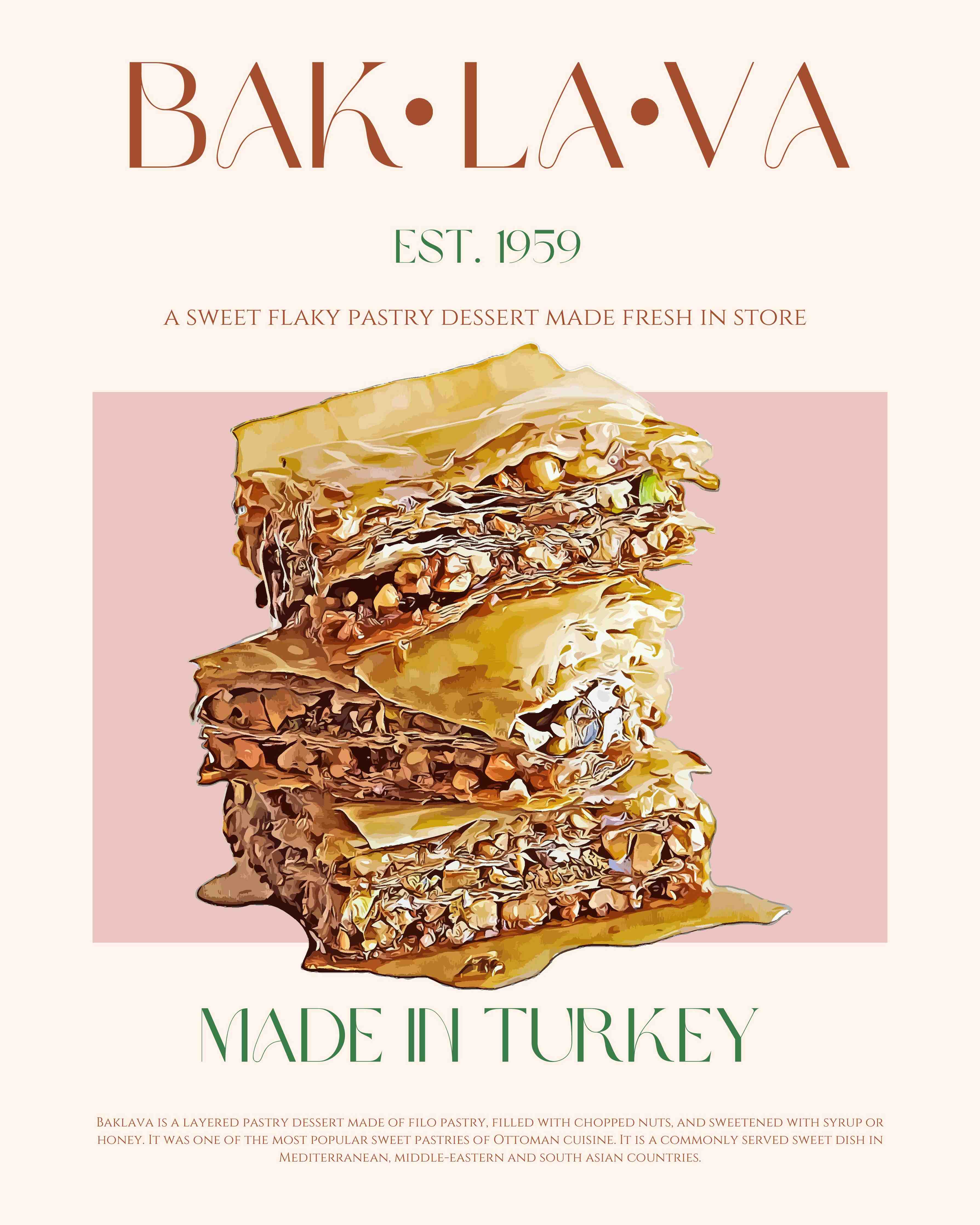 Große Wandbilder-Verführerisches Baklava mit Nussfüllung