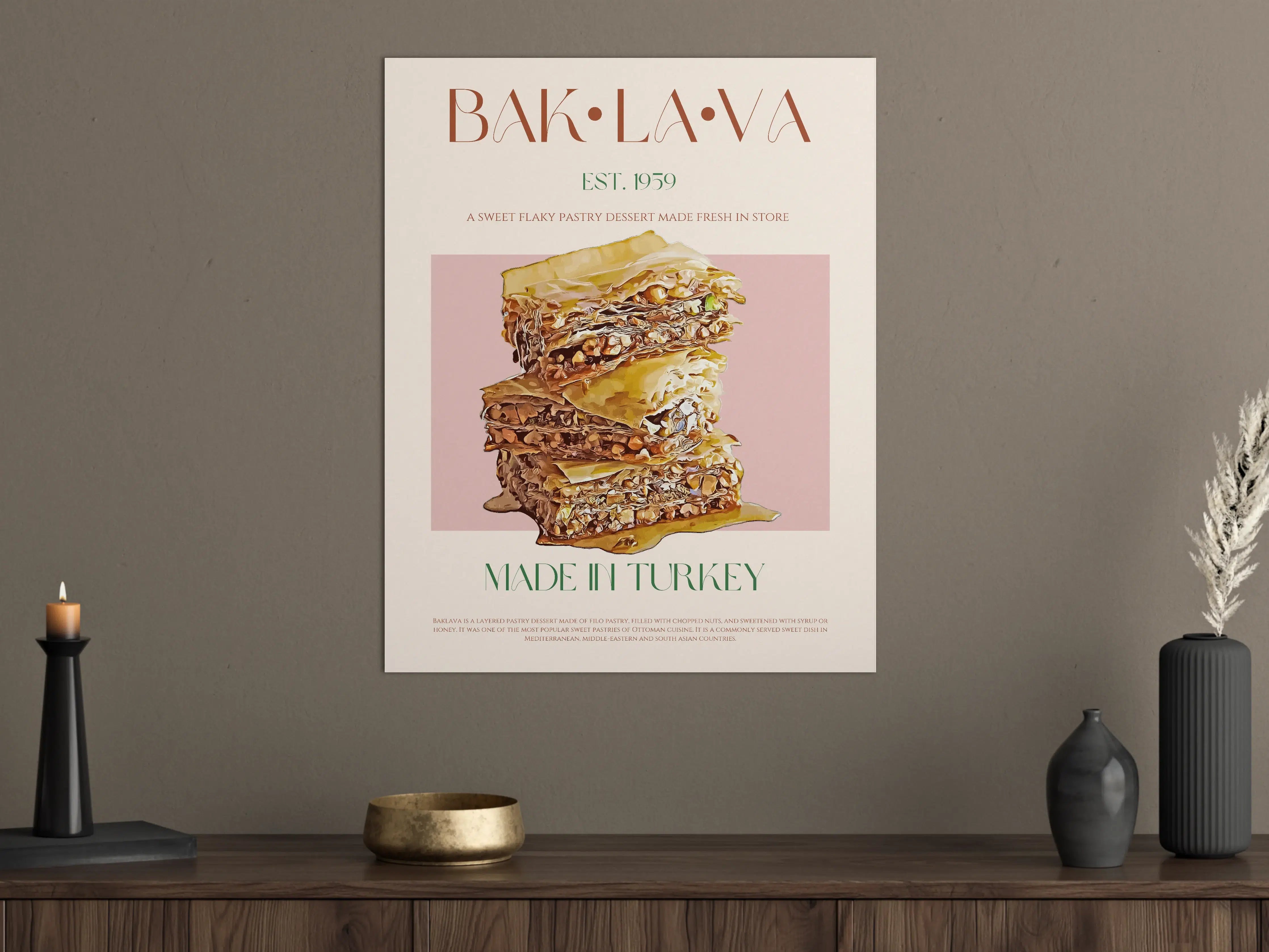 Große Wandbilder - Verführerisches Baklava mit Nussfüllung