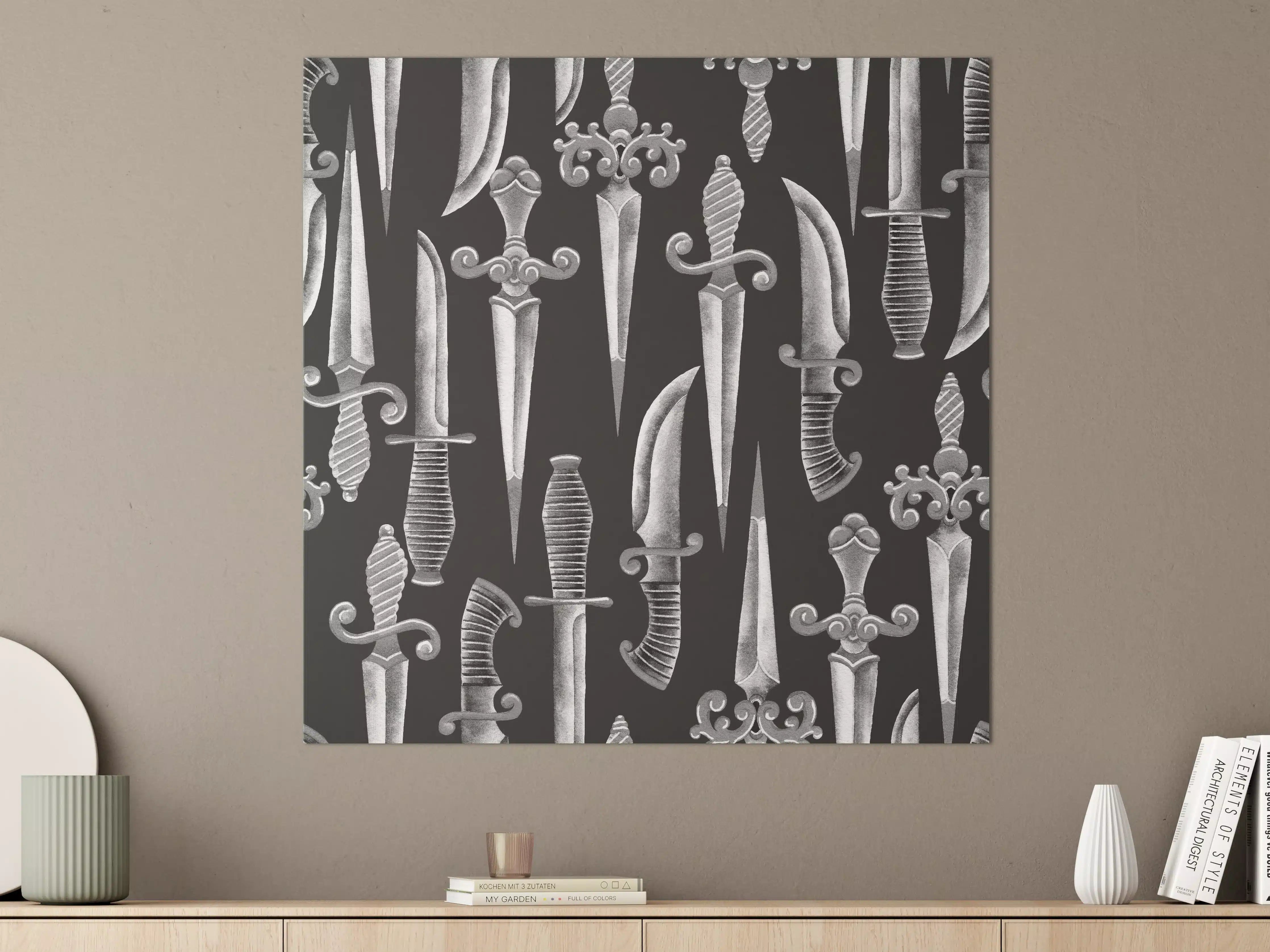 Große Wandbilder - Verschnörkelte Messer in Aquarell