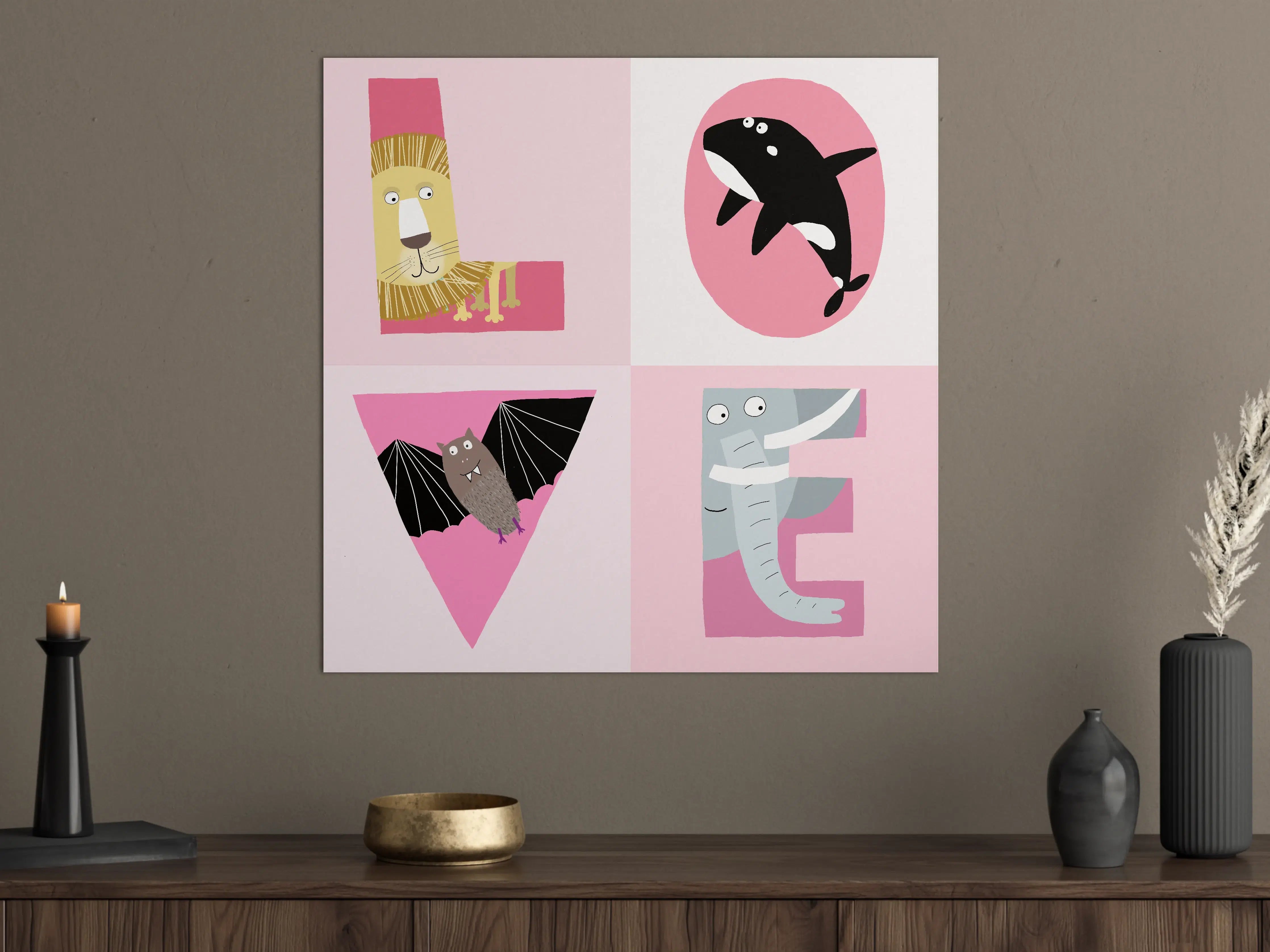 Große Wandbilder - Verspielte Dschungeltier-Illustration