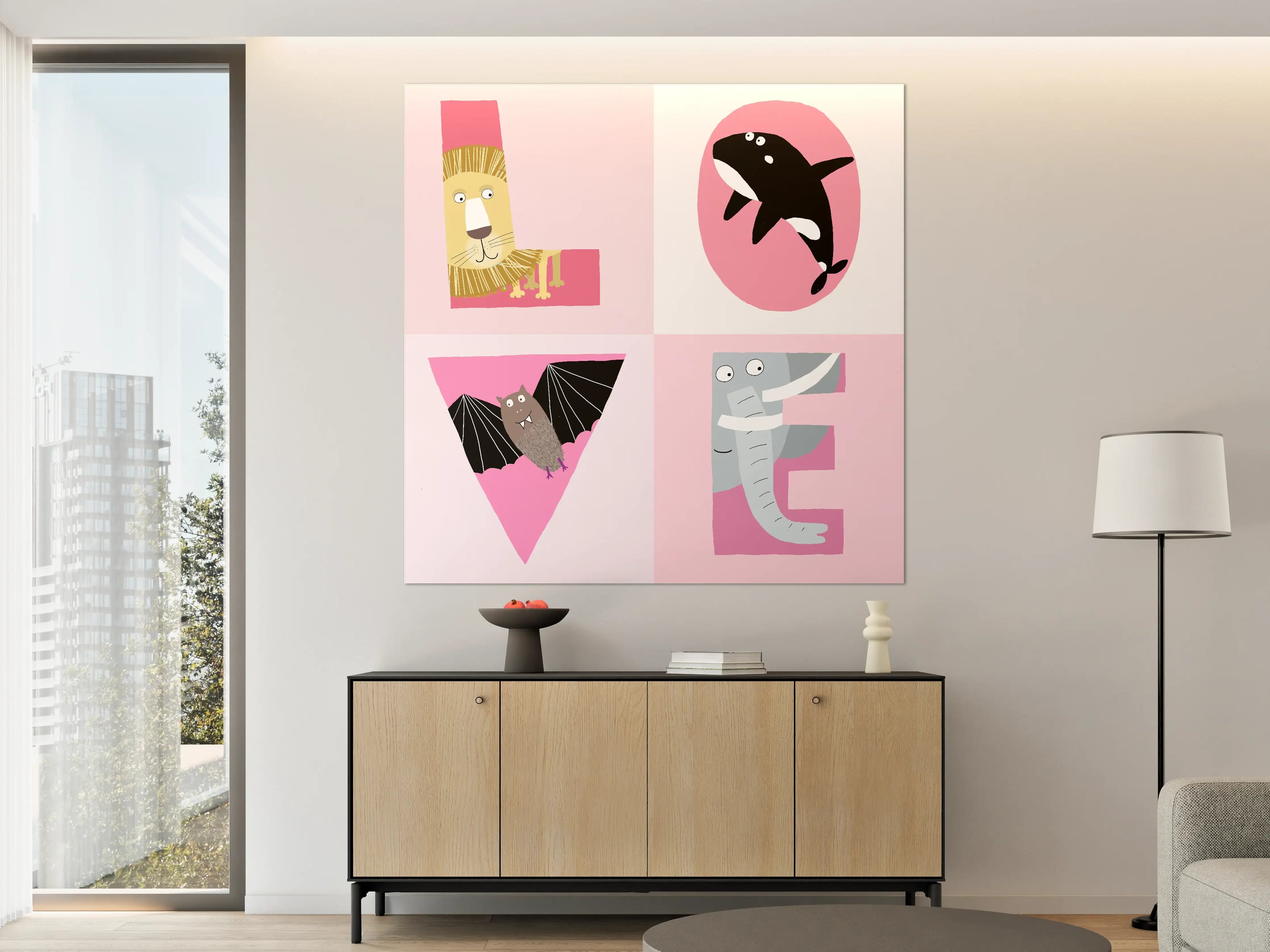 Große Wandbilder - Verspielte Dschungeltier-Illustration