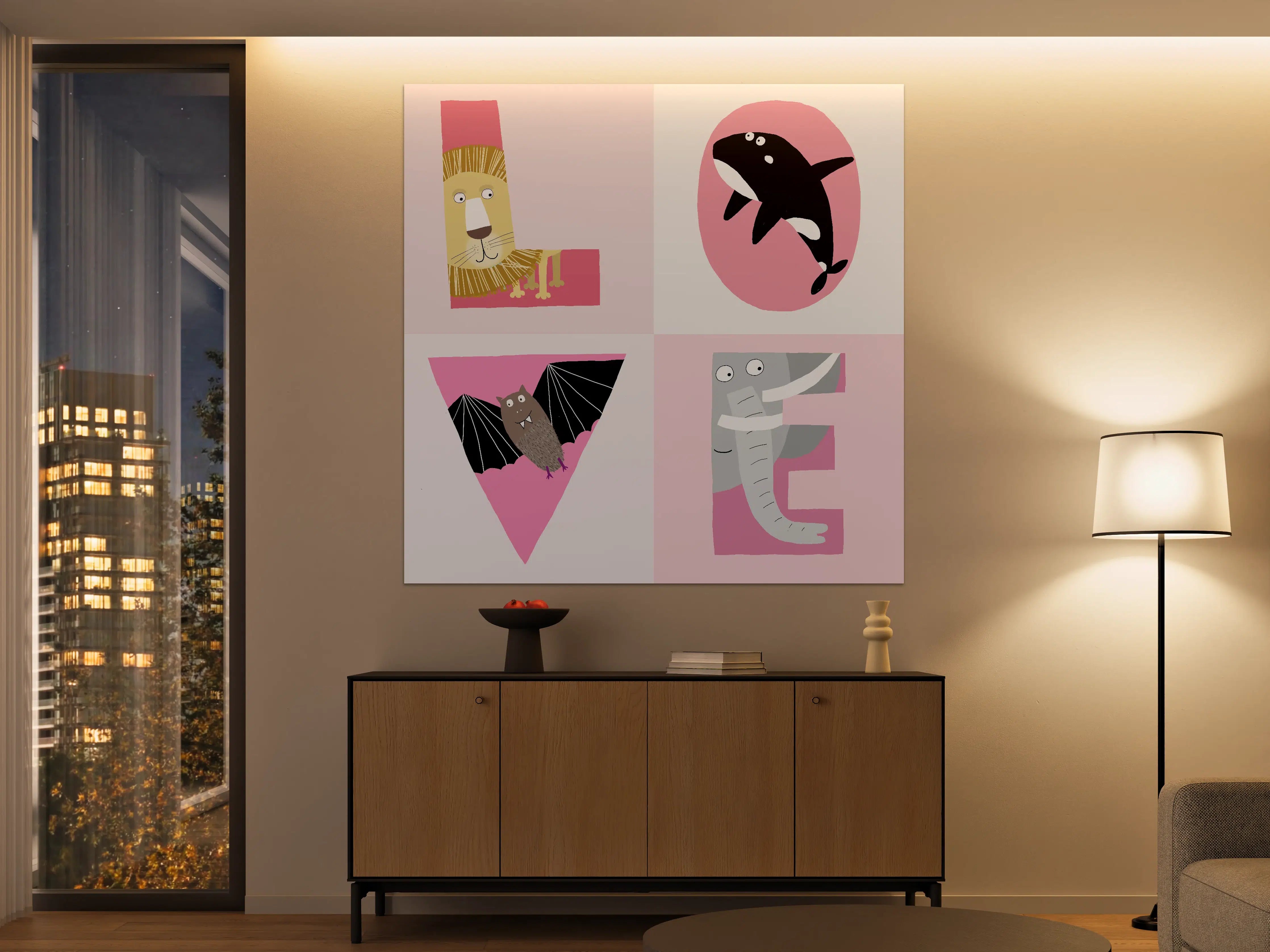 Große Wandbilder - Verspielte Dschungeltier-Illustration