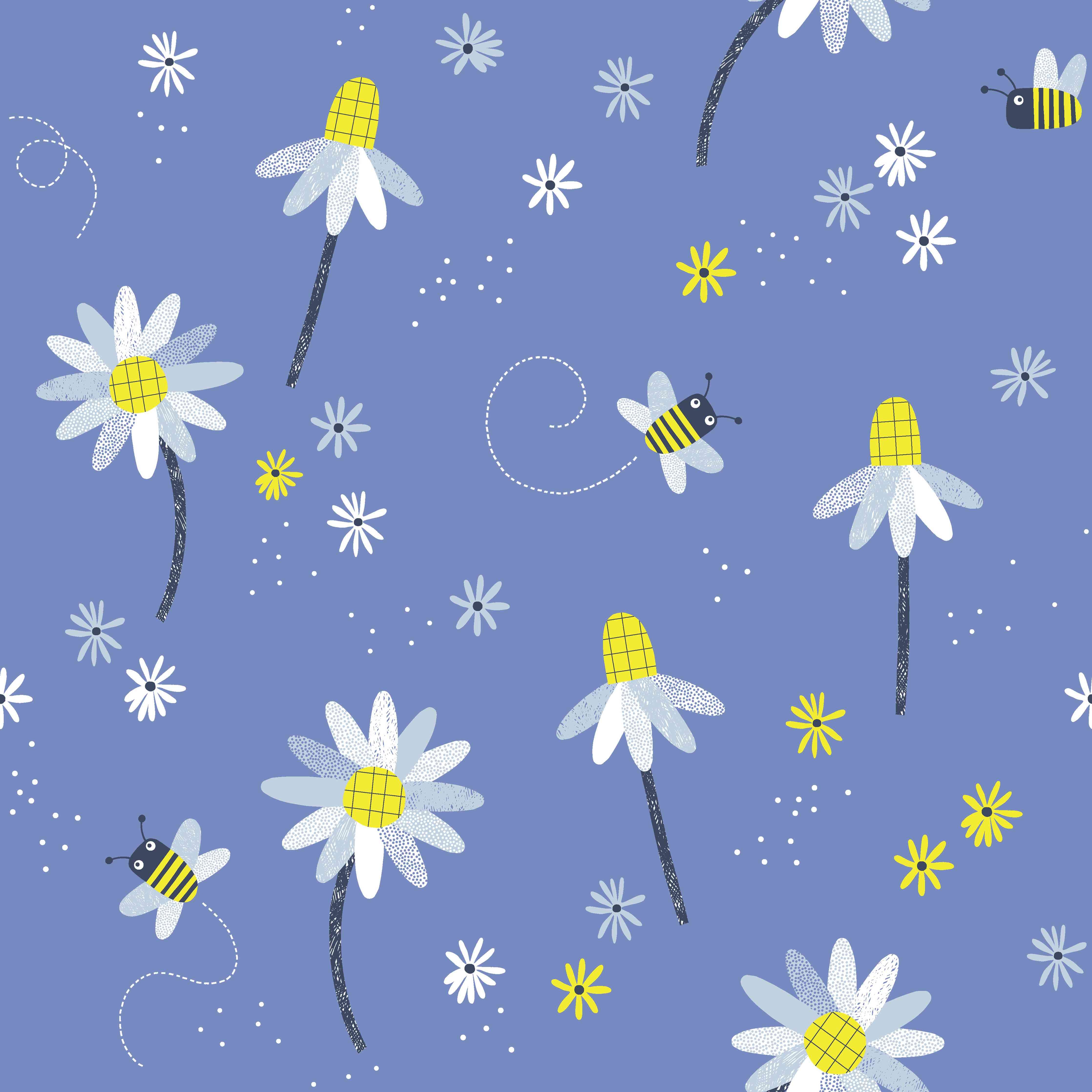 Große Wandbilder-Verspielter Blumen- und Bienen-Print