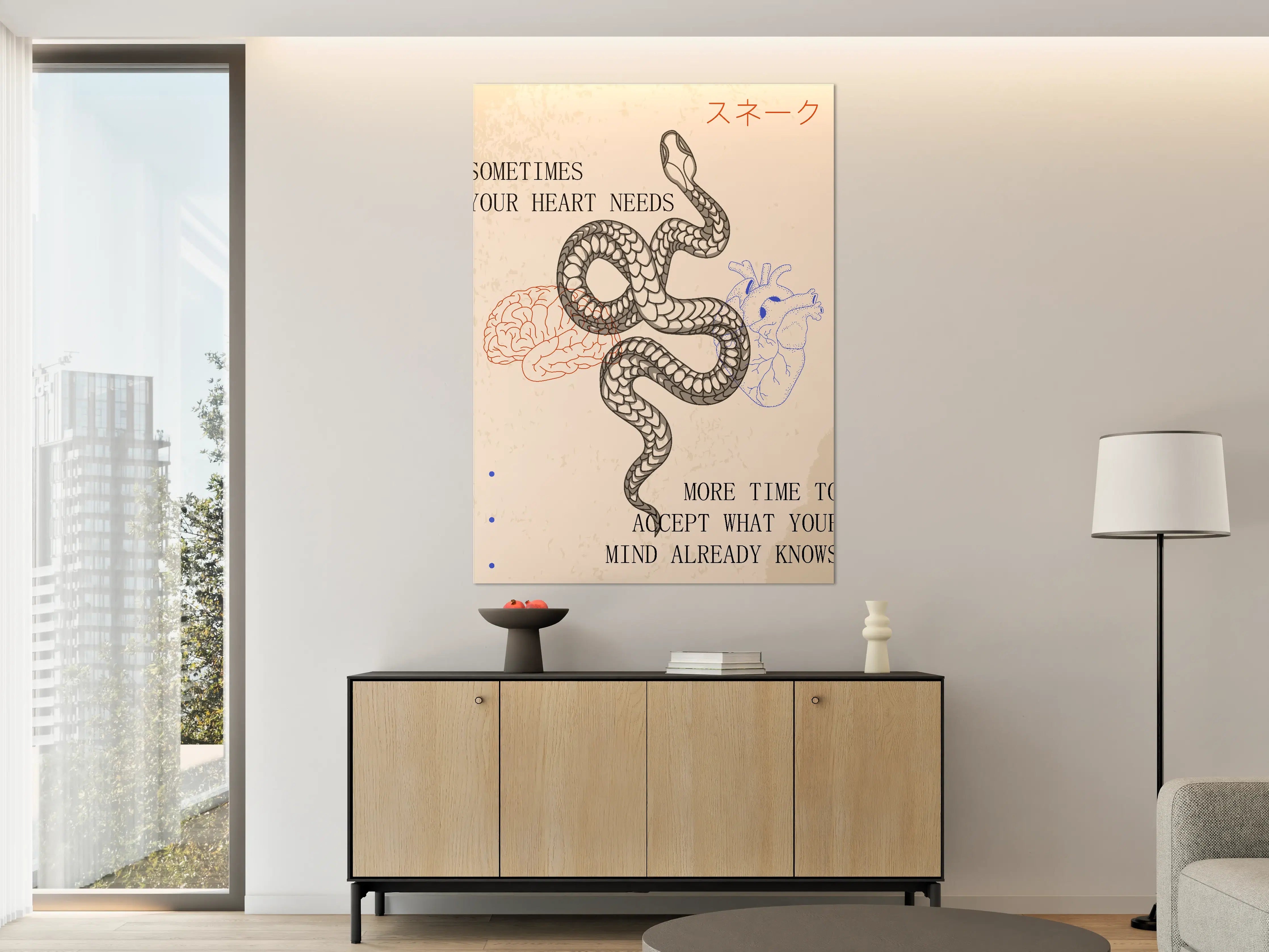 Große Wandbilder - Verspieltes Schlangen-Design mit Herz-Detail