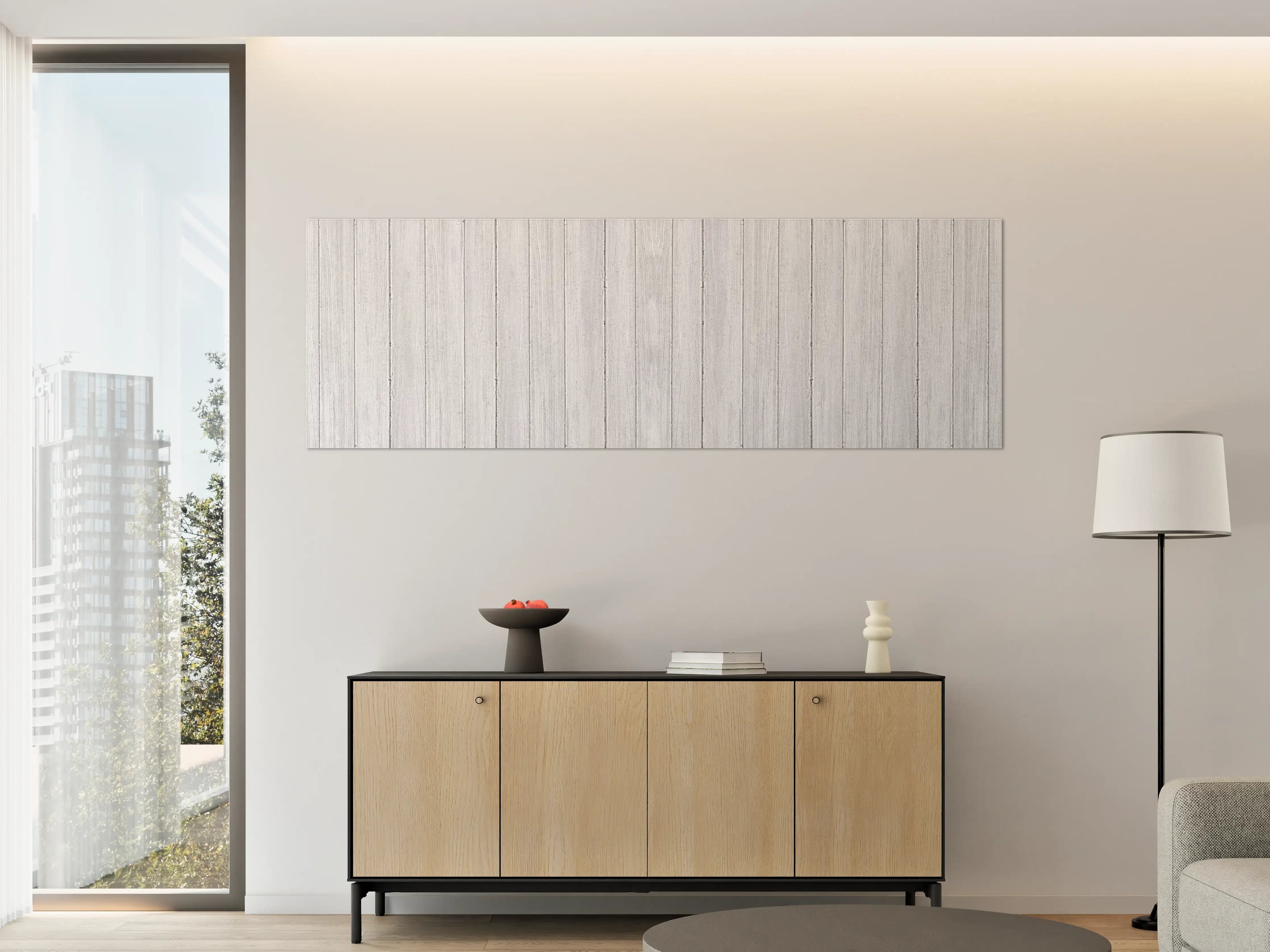 Große Wandbilder - Vertikaler Hintergrund aus weißem Holz