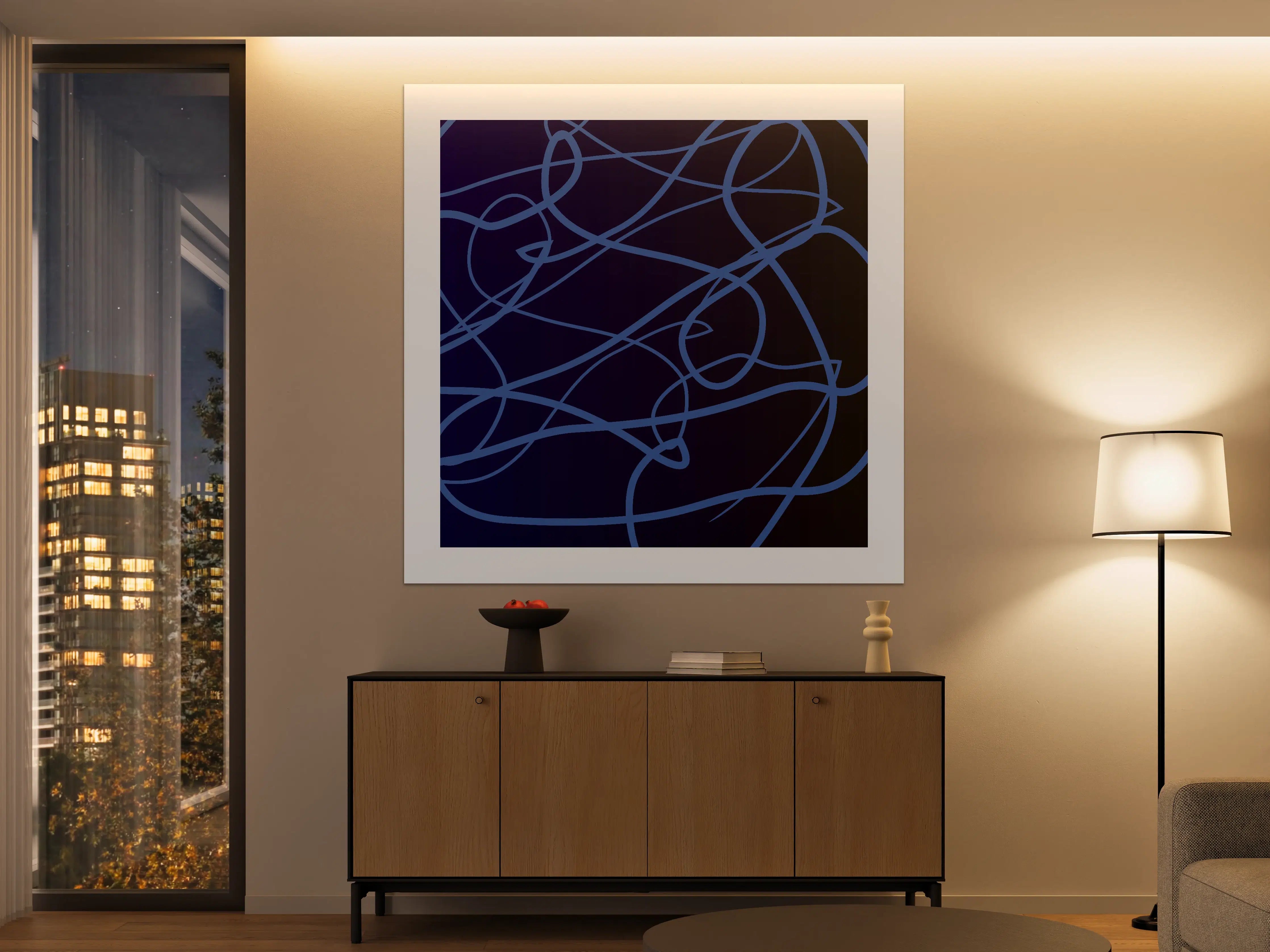 Große Wandbilder - Verwaschene Grautöne in Linienkunst
