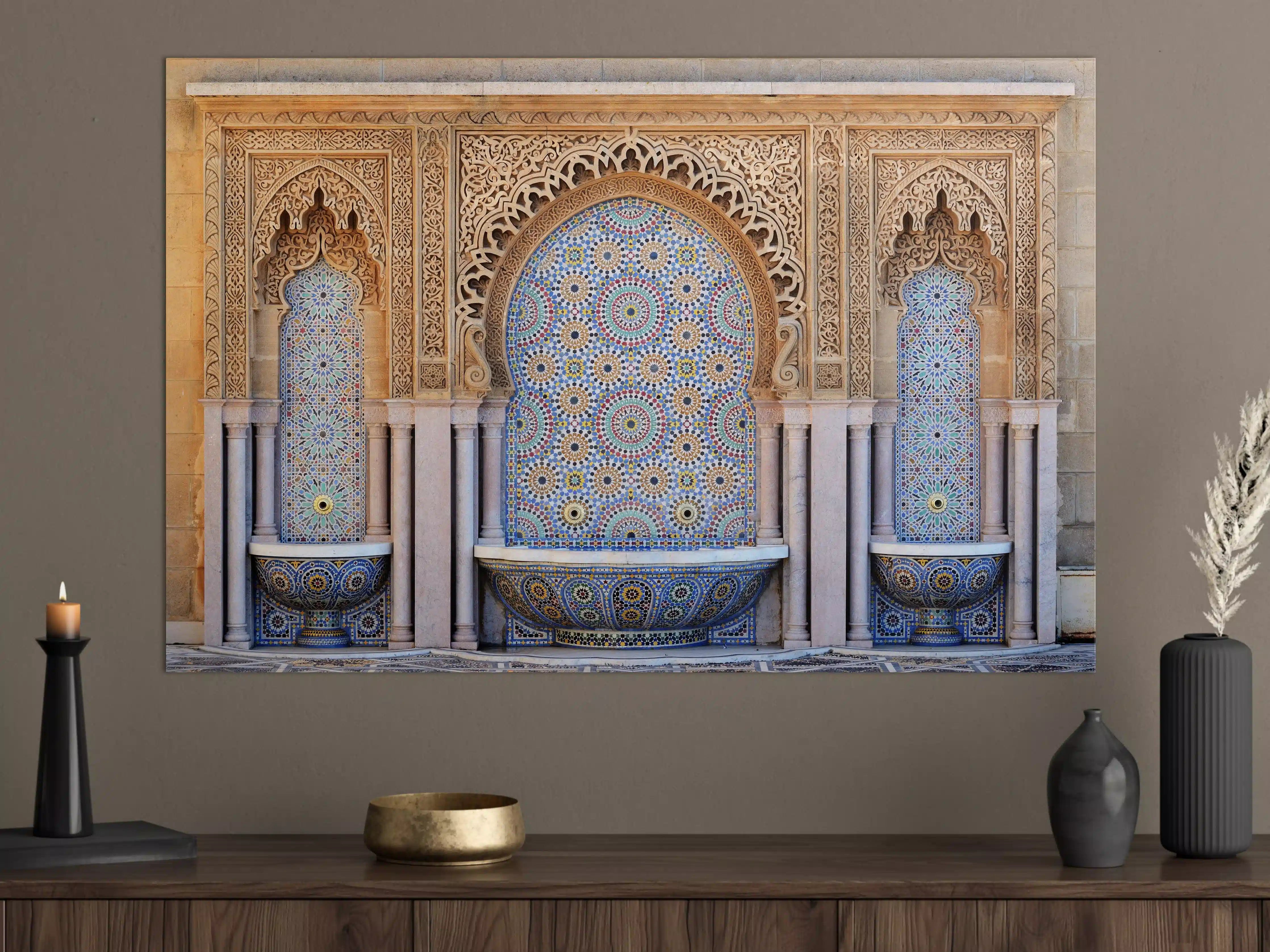 Große Wandbilder - Verzierter Brunnen mit Mosaikfliesen in Rabat