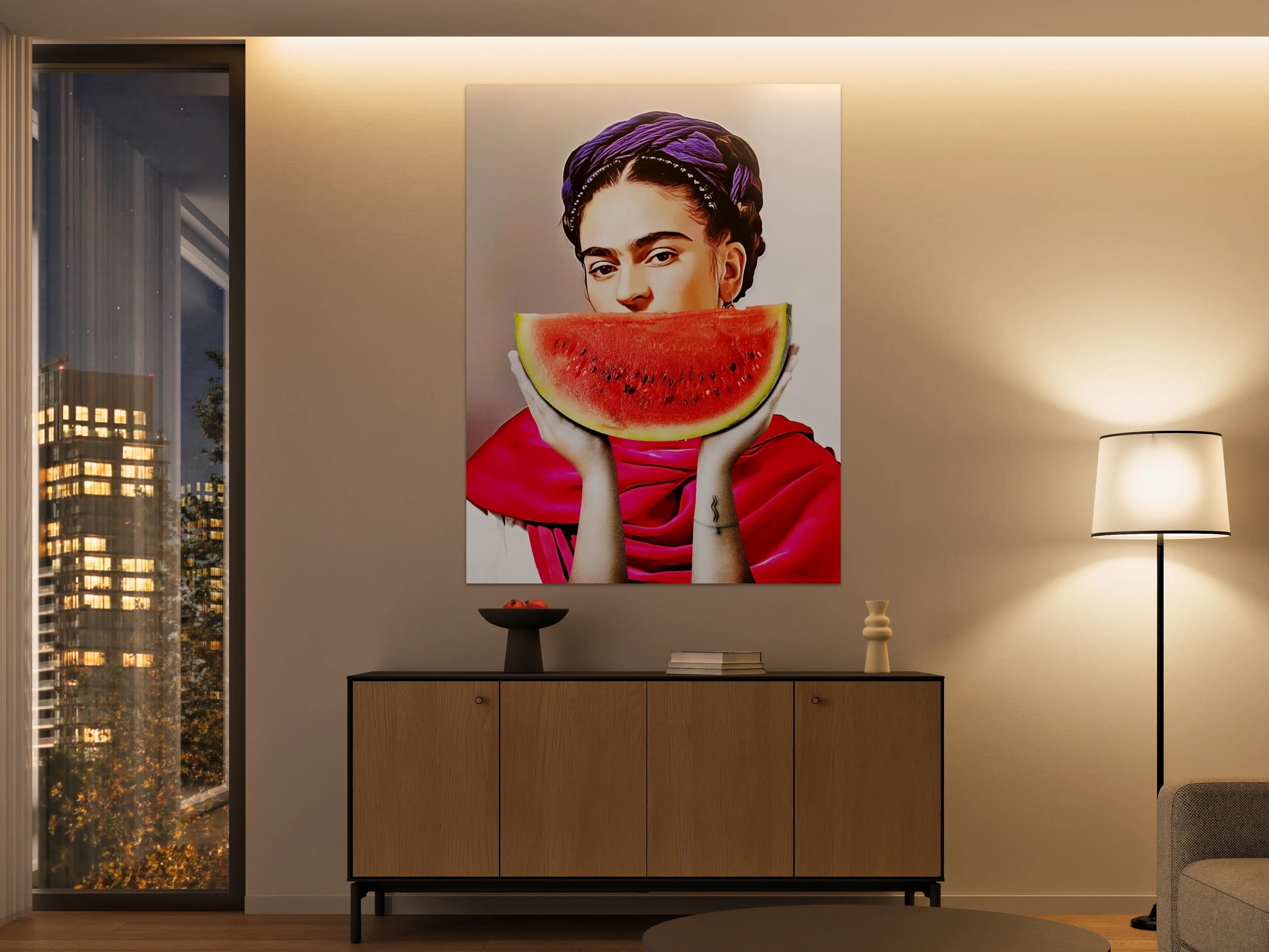 Große Wandbilder - Vibrantes Wassermelonen-Porträt