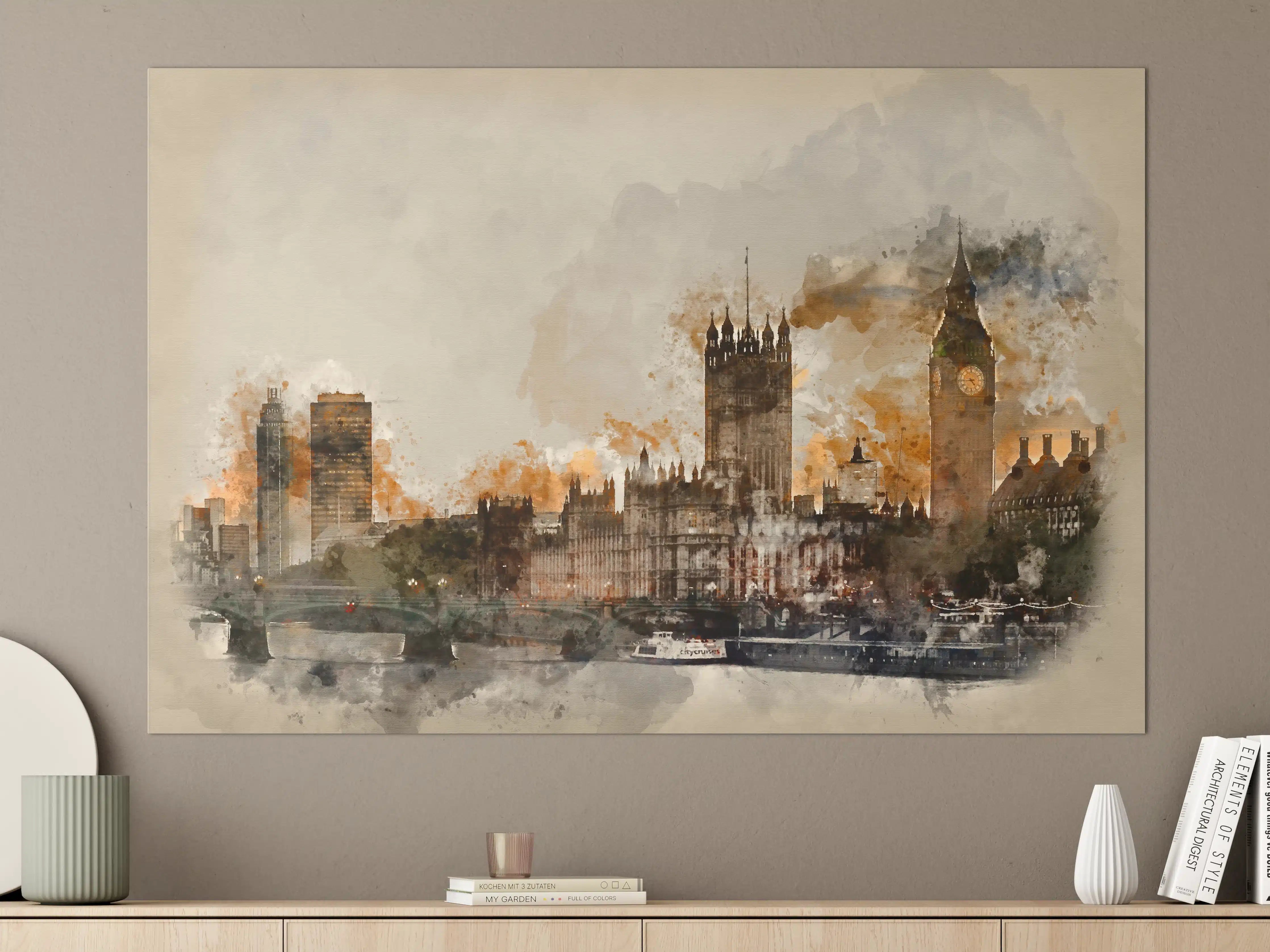 Große Wandbilder - Vintage Aquarell von London