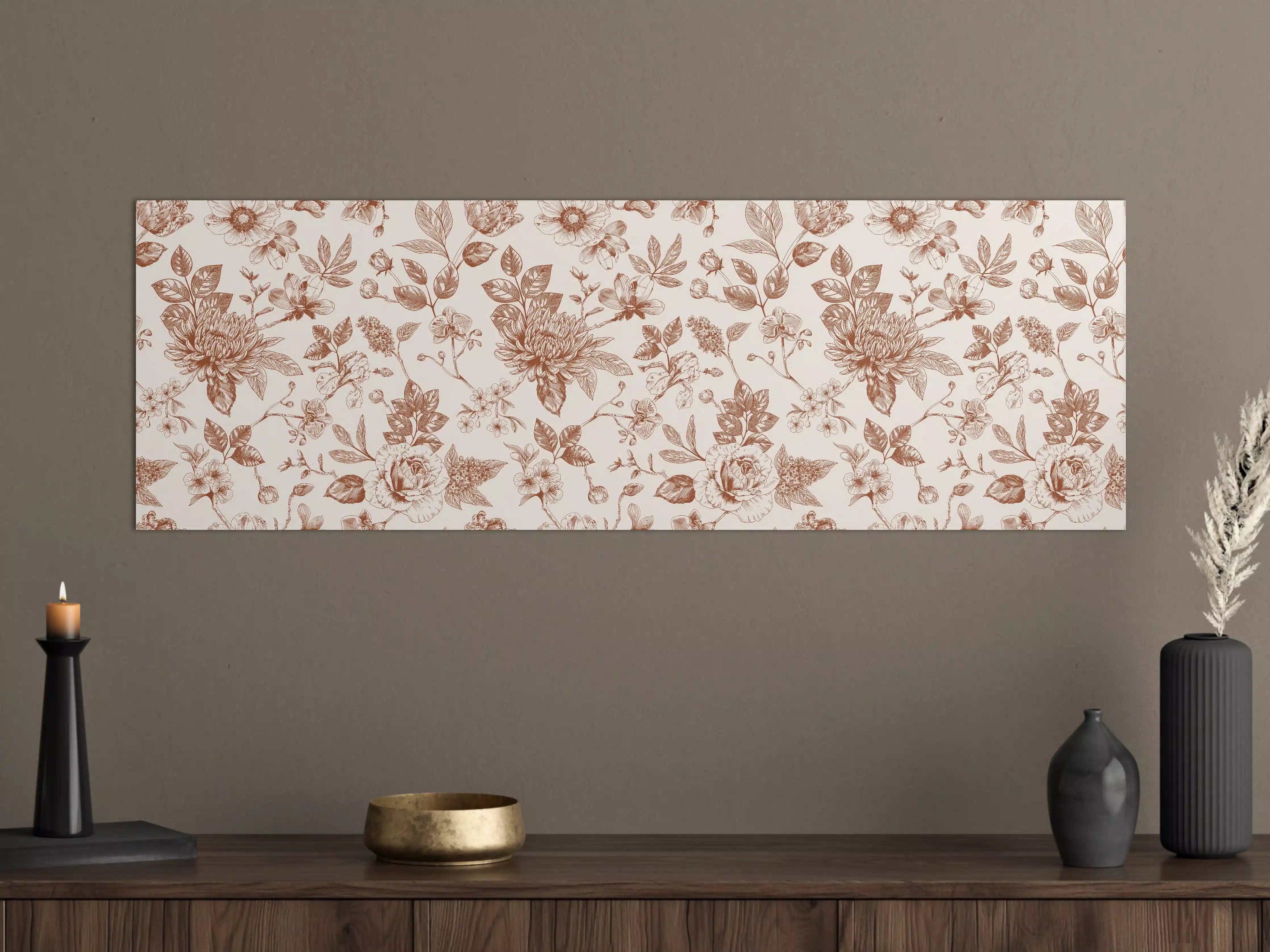 Große Wandbilder - Vintage Bloom Amber Blumenmuster