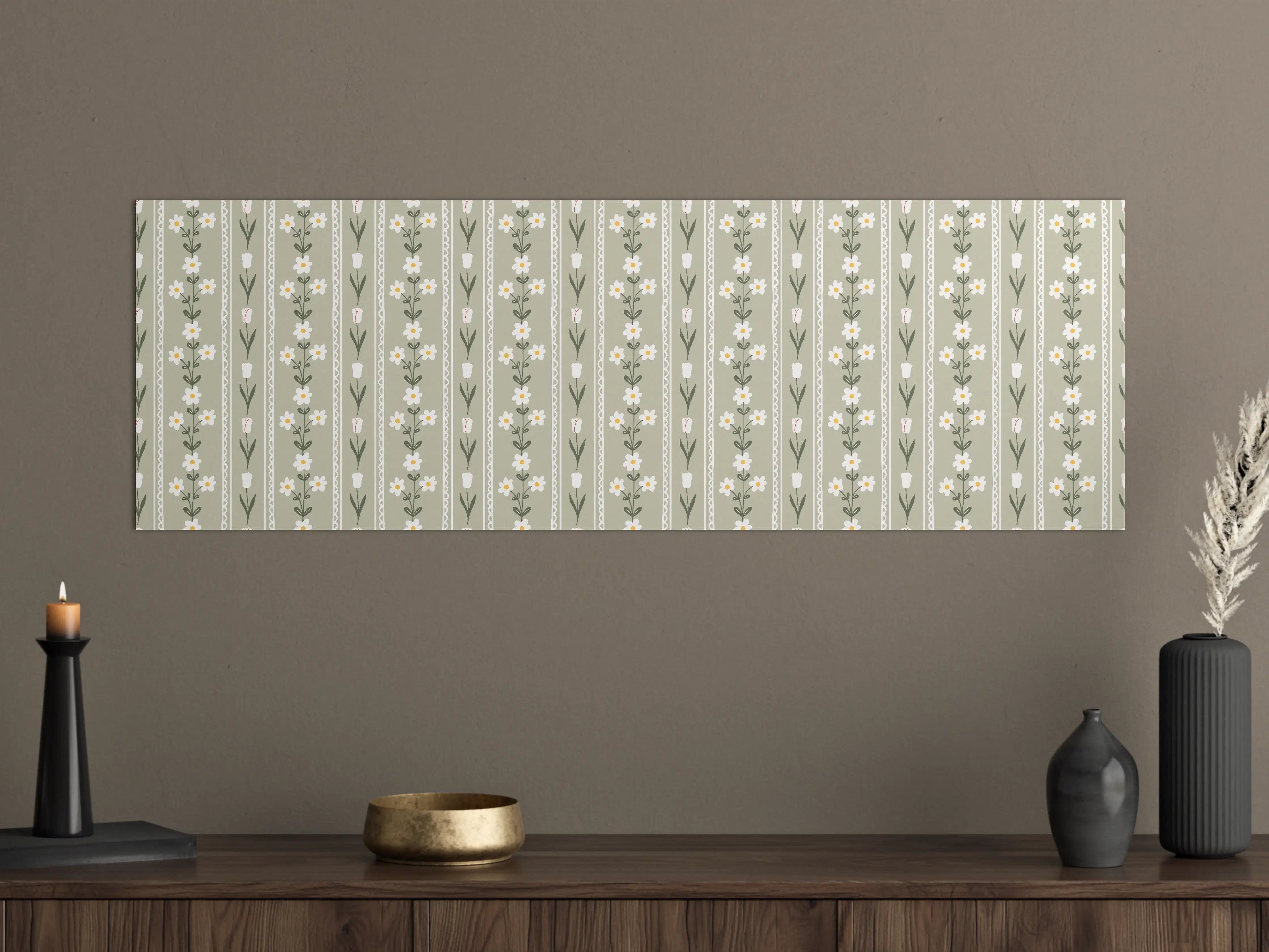 Große Wandbilder - Vintage Bloom Beige Blumen Tapete