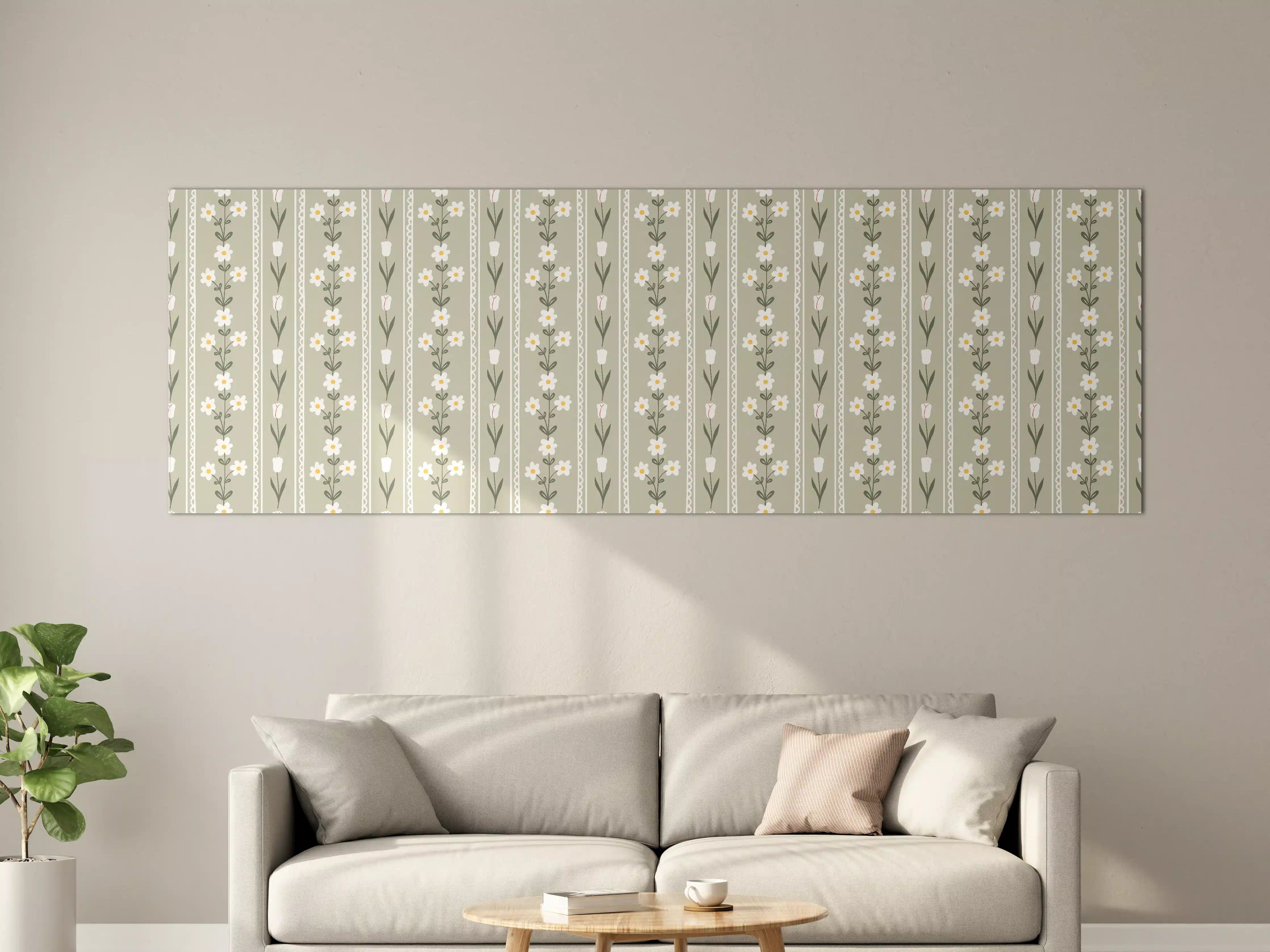 Große Wandbilder - Vintage Bloom Beige Blumen Tapete