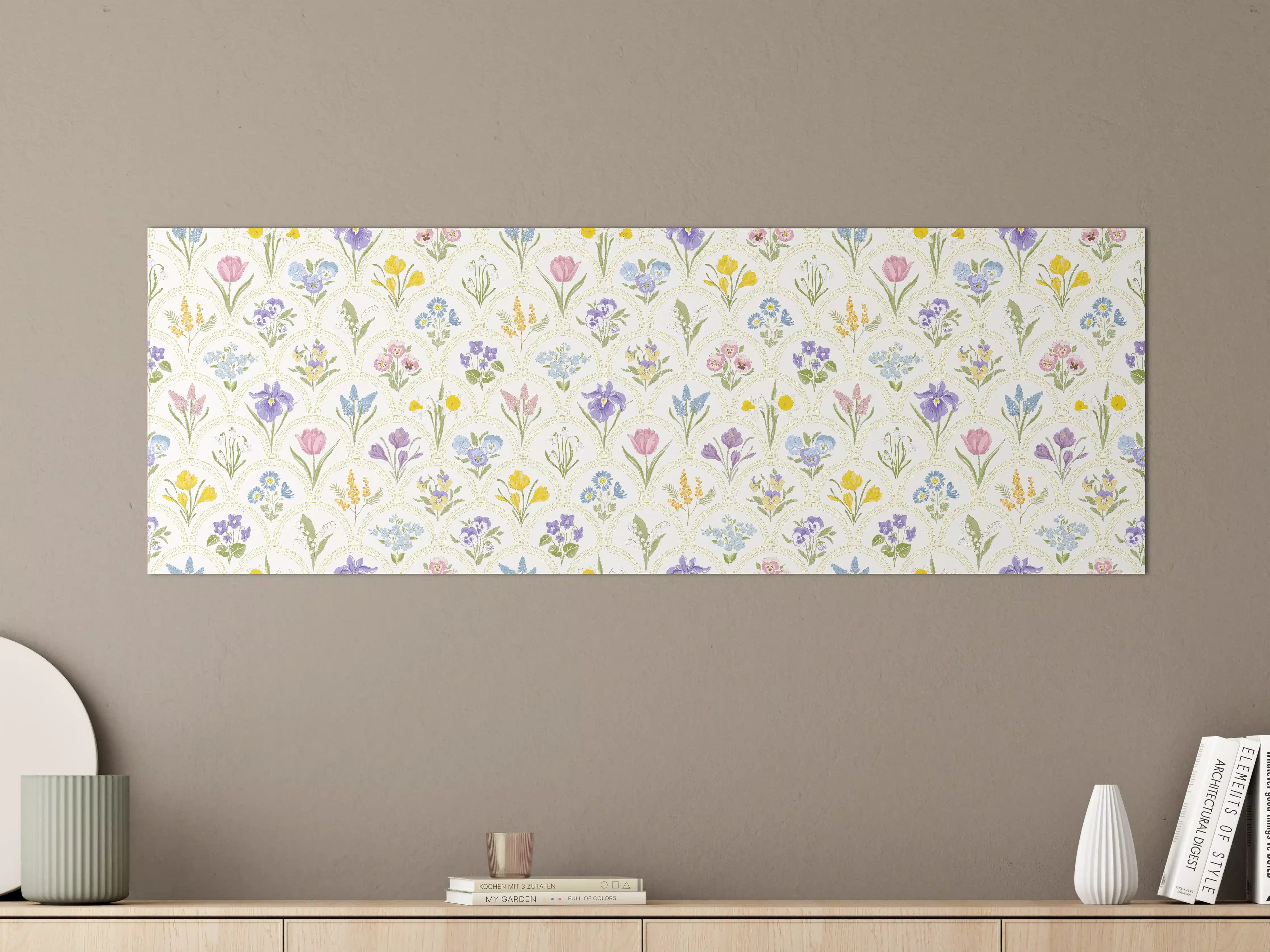 Große Wandbilder - Vintage Bloom Pastell-Blumentapete
