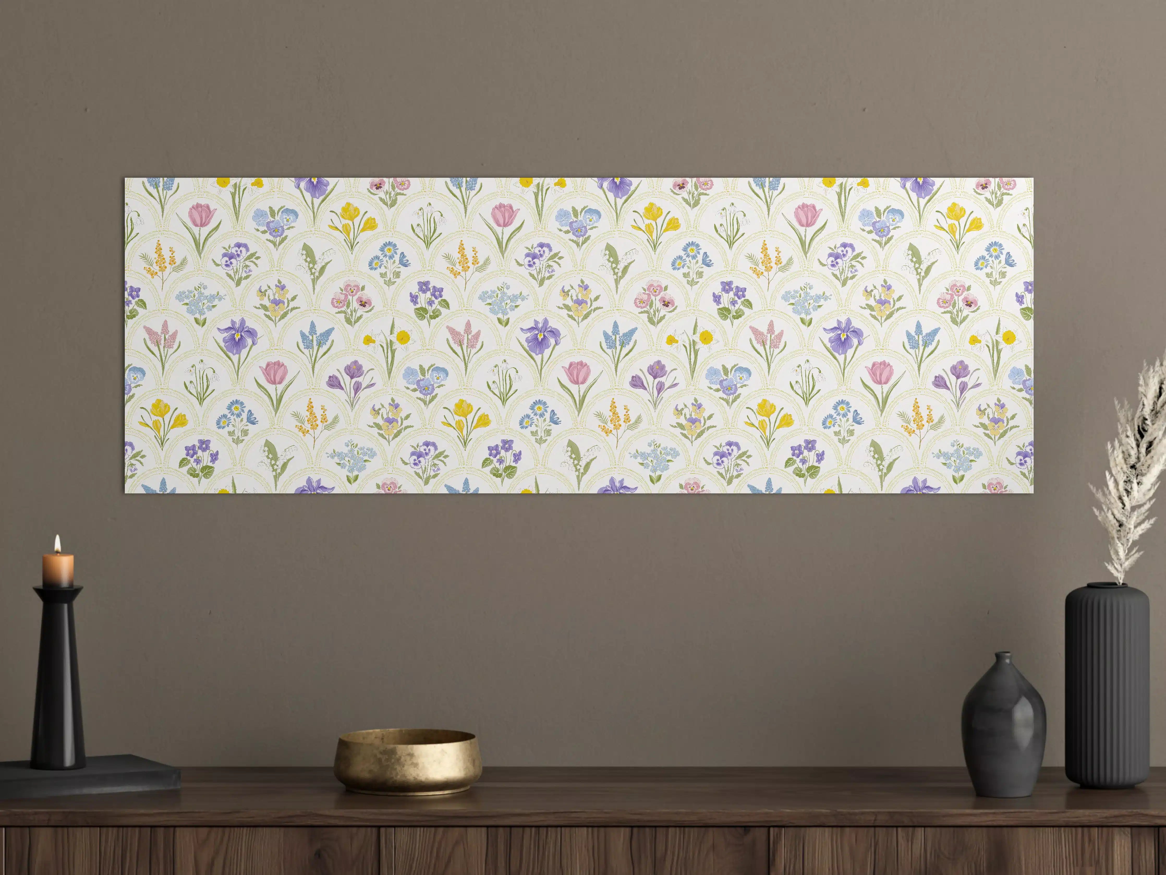 Große Wandbilder - Vintage Bloom Pastell-Blumentapete