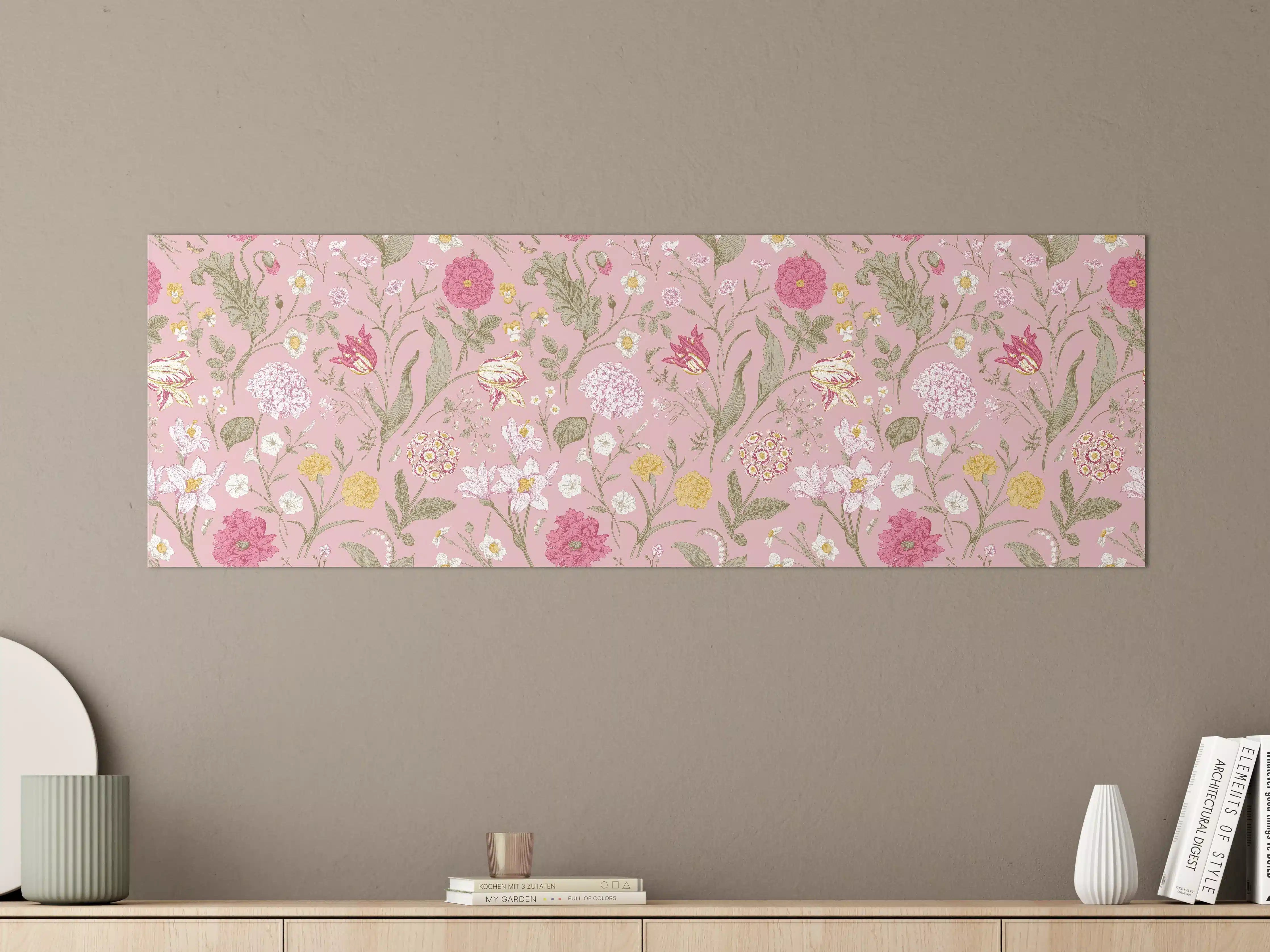 Große Wandbilder - Vintage Bloom Rosa Blumenmuster
