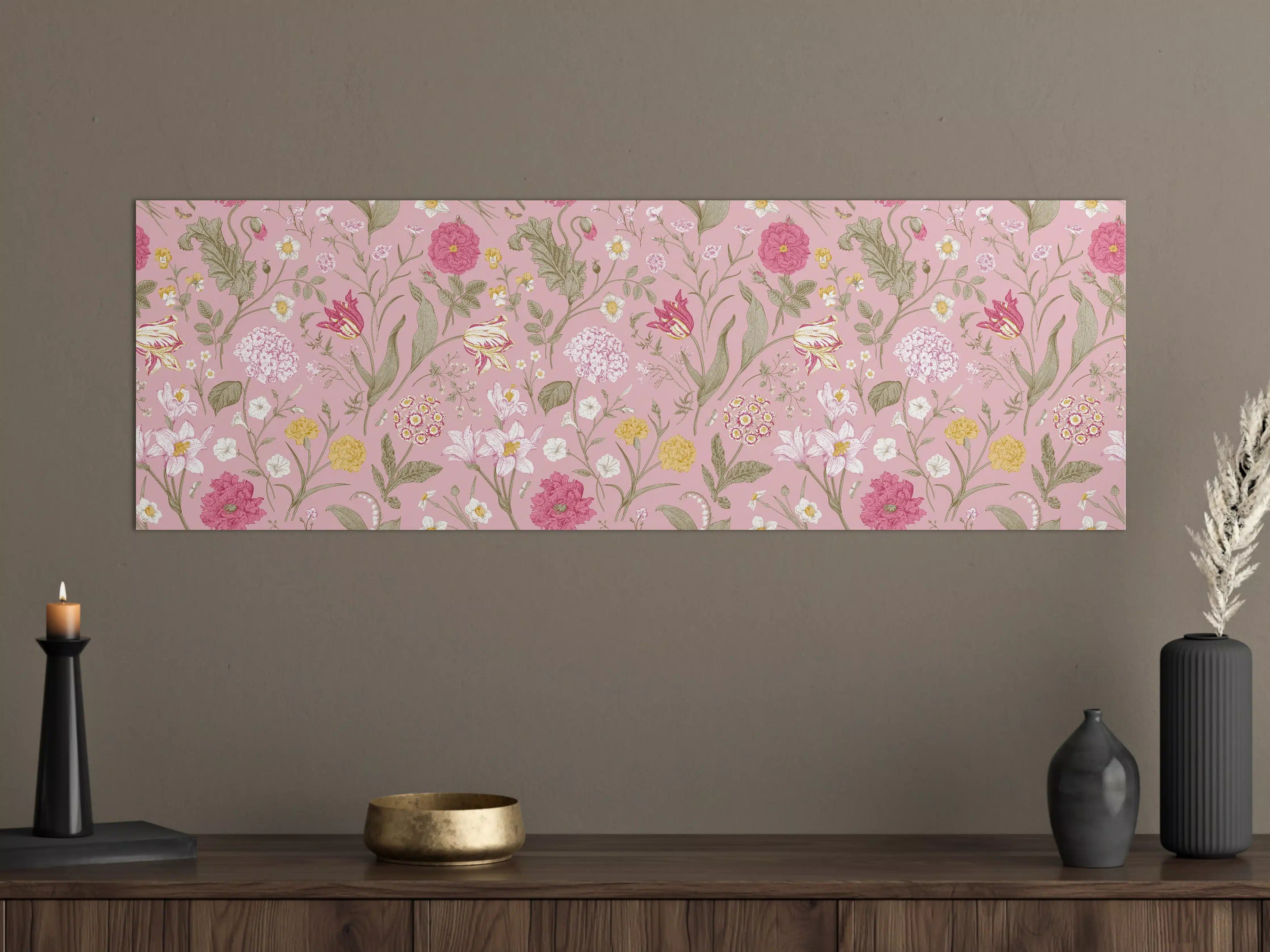 Große Wandbilder - Vintage Bloom Rosa Blumenmuster