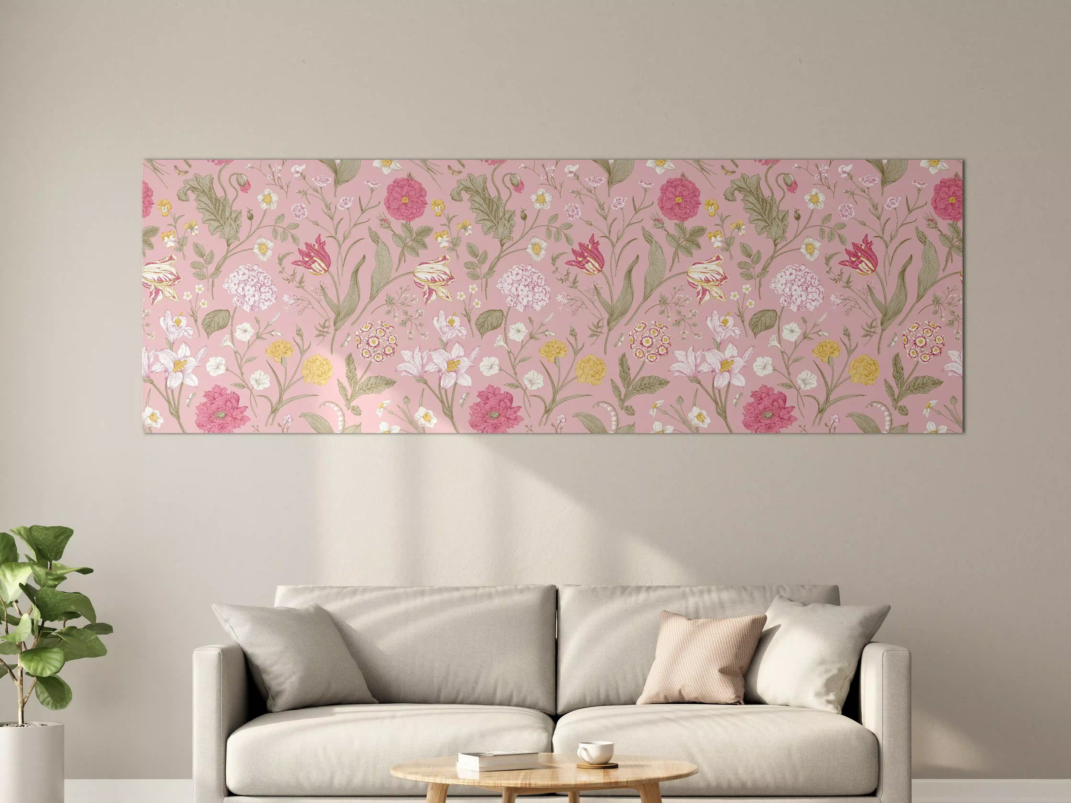 Große Wandbilder - Vintage Bloom Rosa Blumenmuster