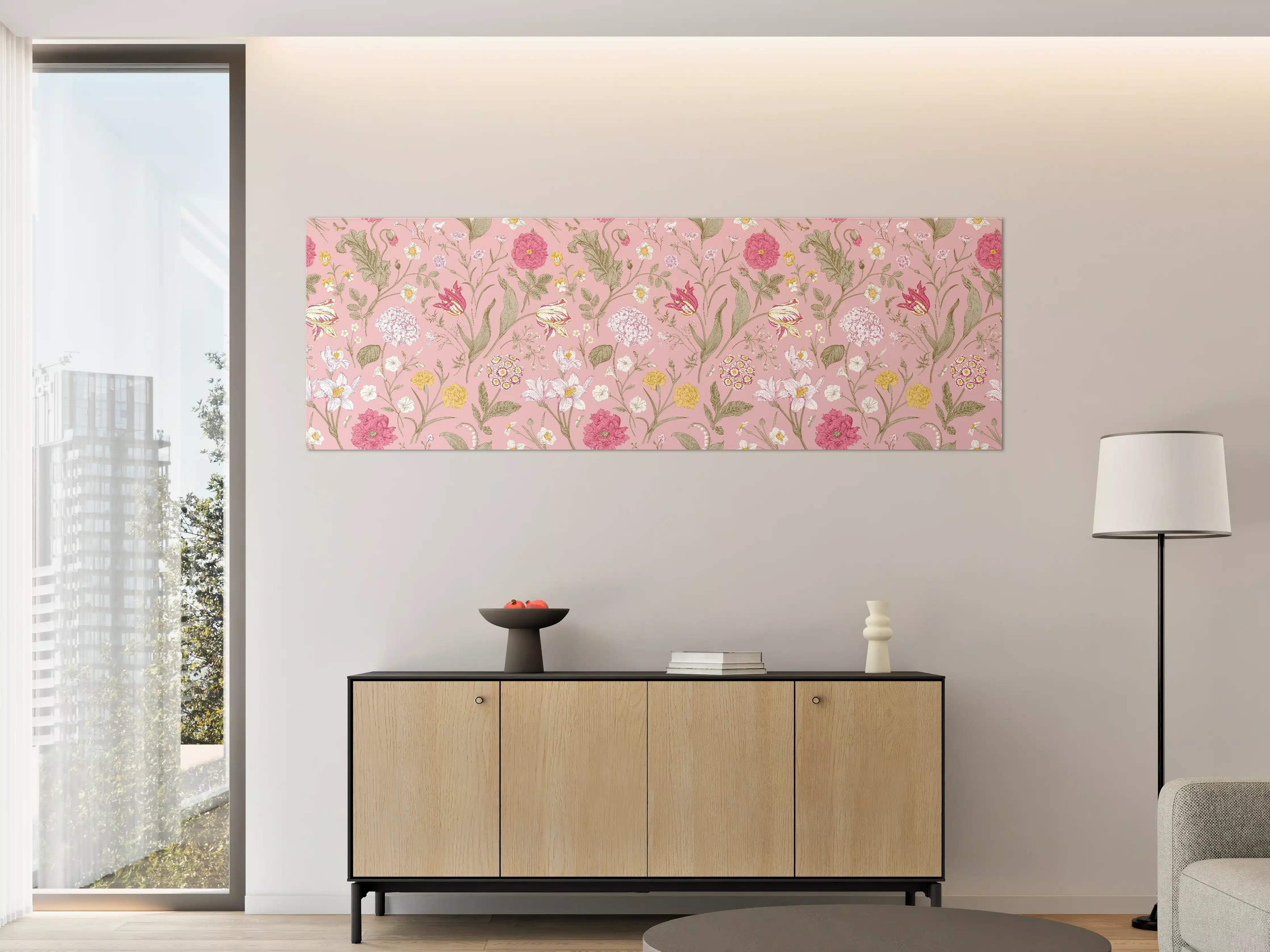 Große Wandbilder - Vintage Bloom Rosa Blumenmuster