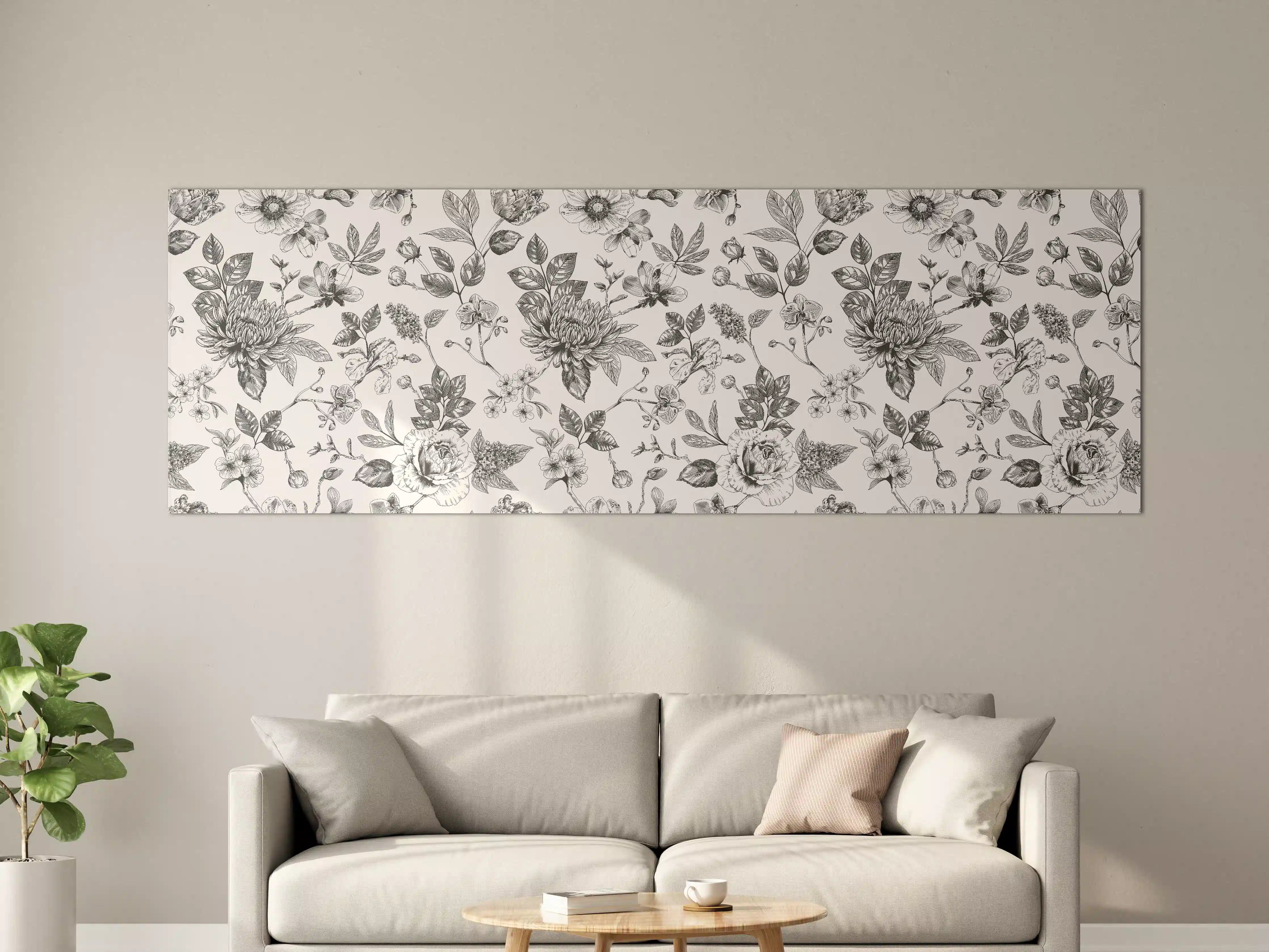 Große Wandbilder - Vintage-Blumen Schwarz-Weiß