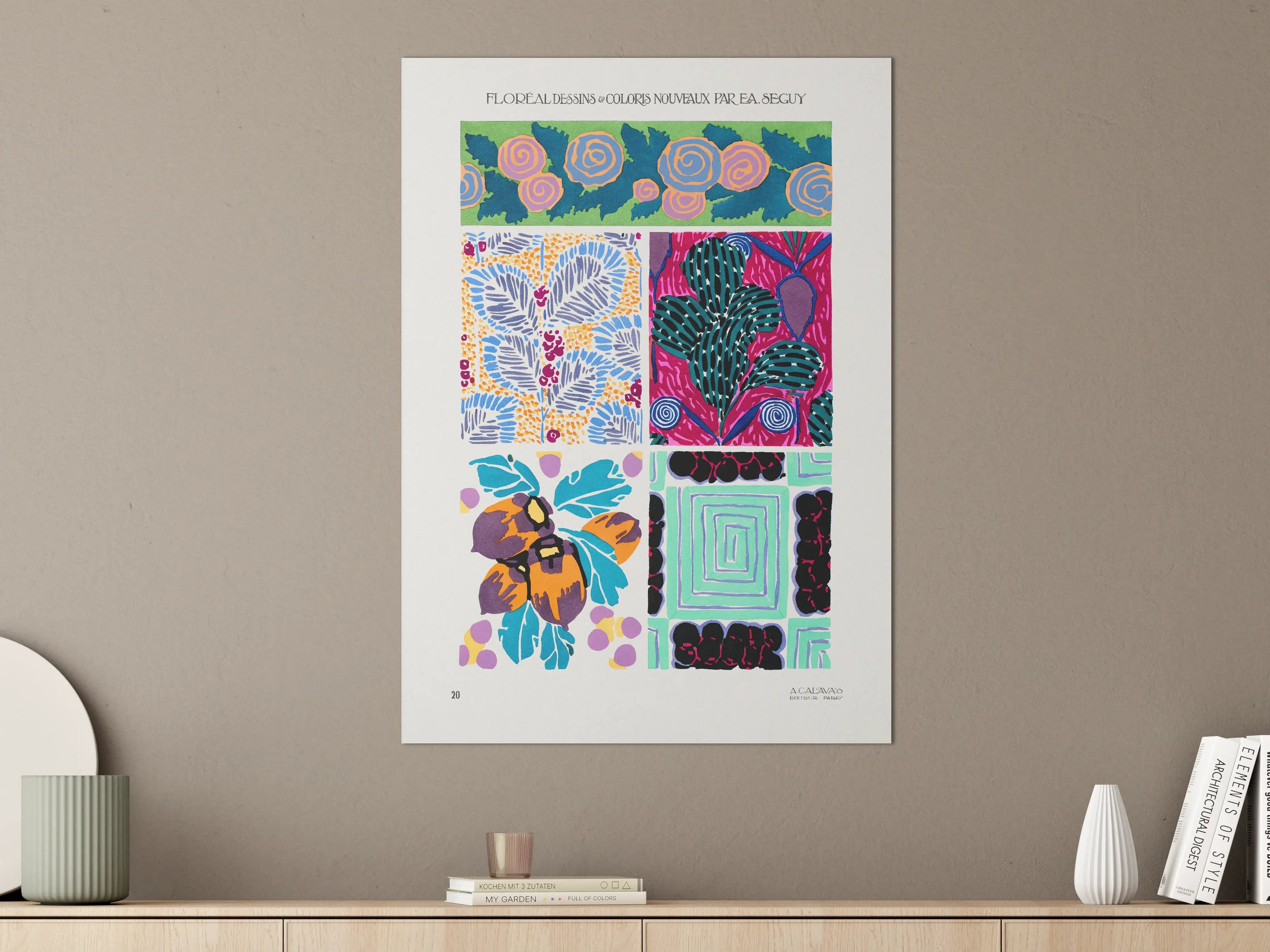 Große Wandbilder - Vintage Blumenmuster Poster