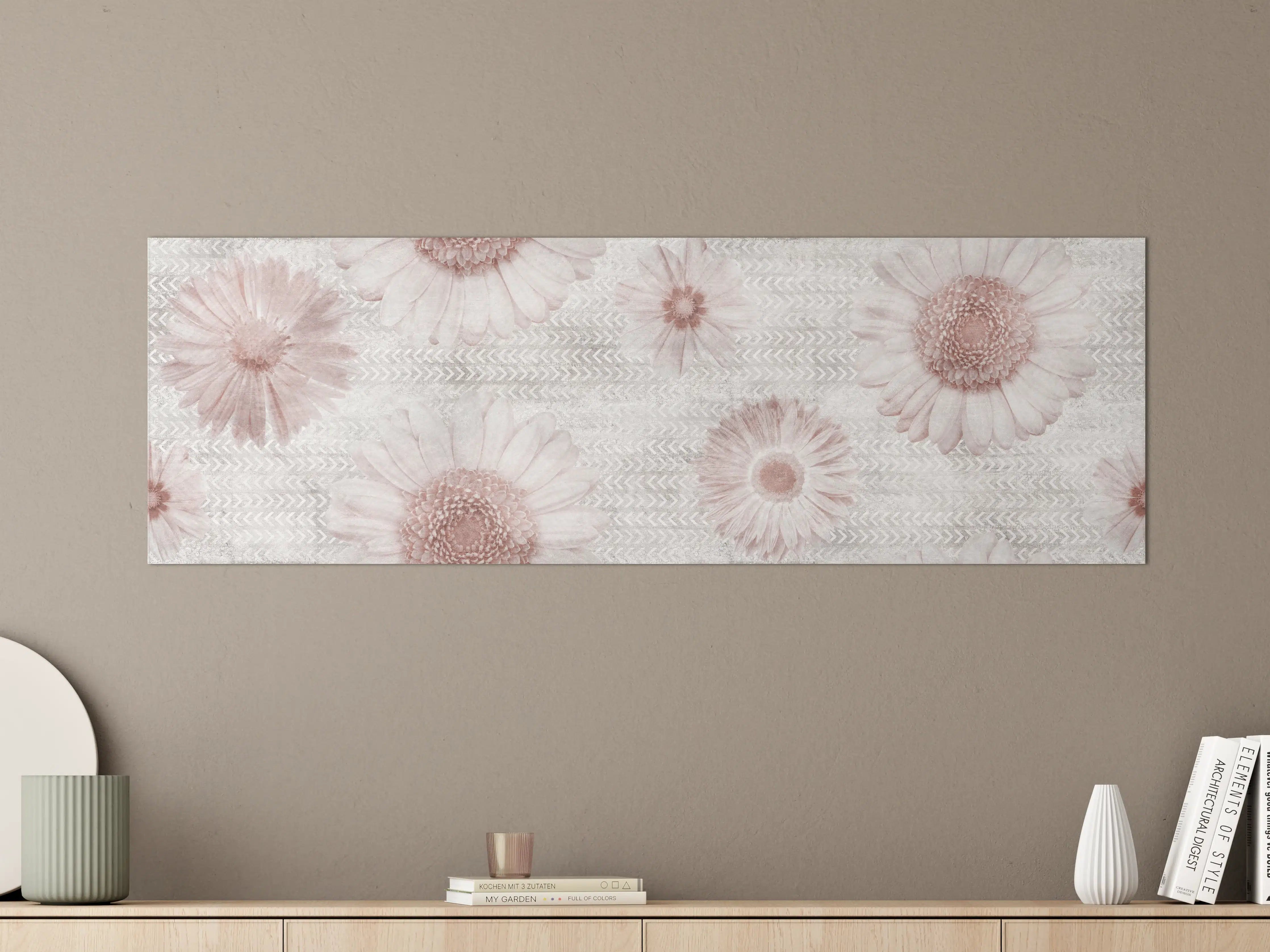 Große Wandbilder - Vintage Blumenmuster auf Weiß