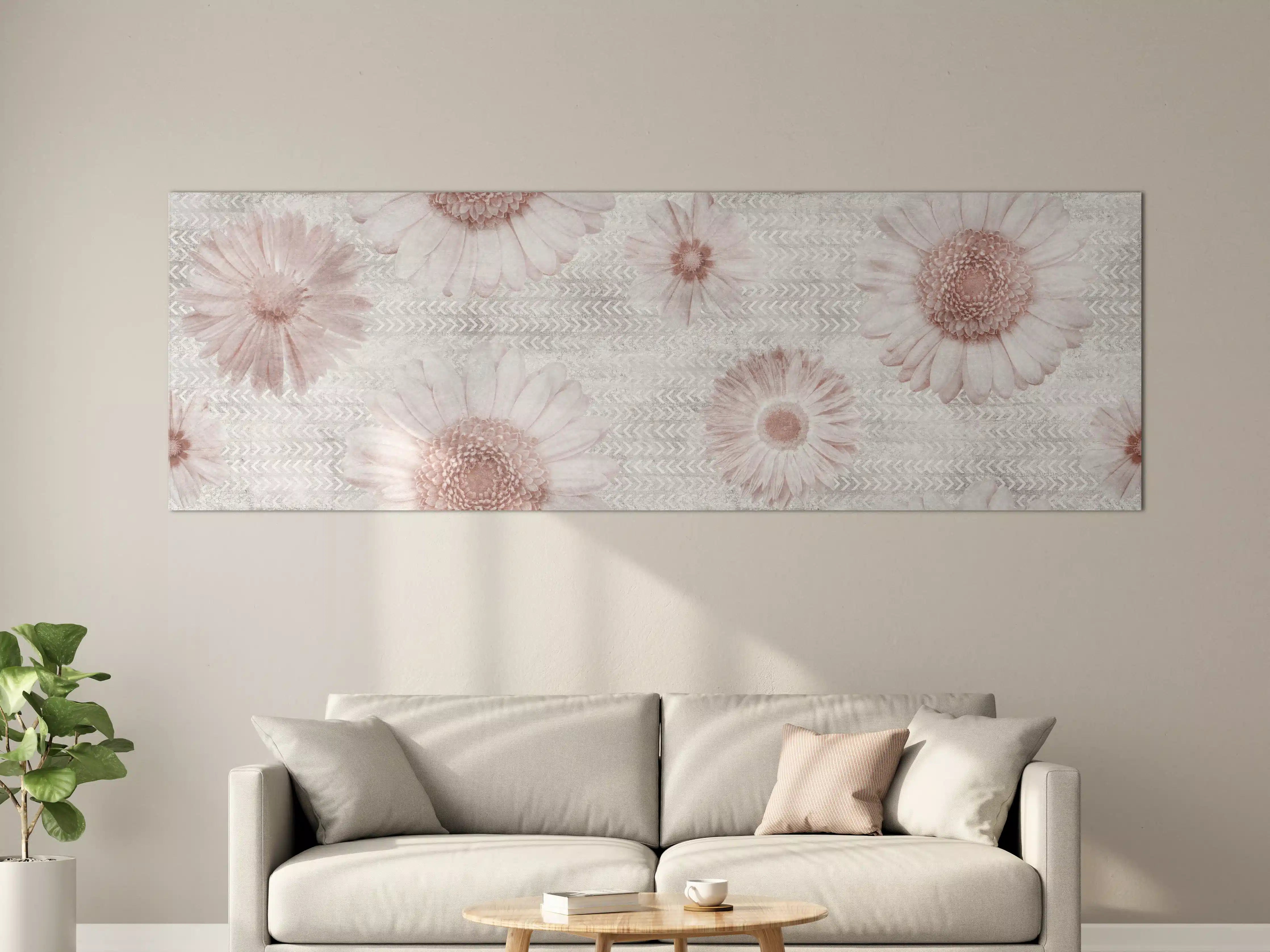 Große Wandbilder - Vintage Blumenmuster auf Weiß