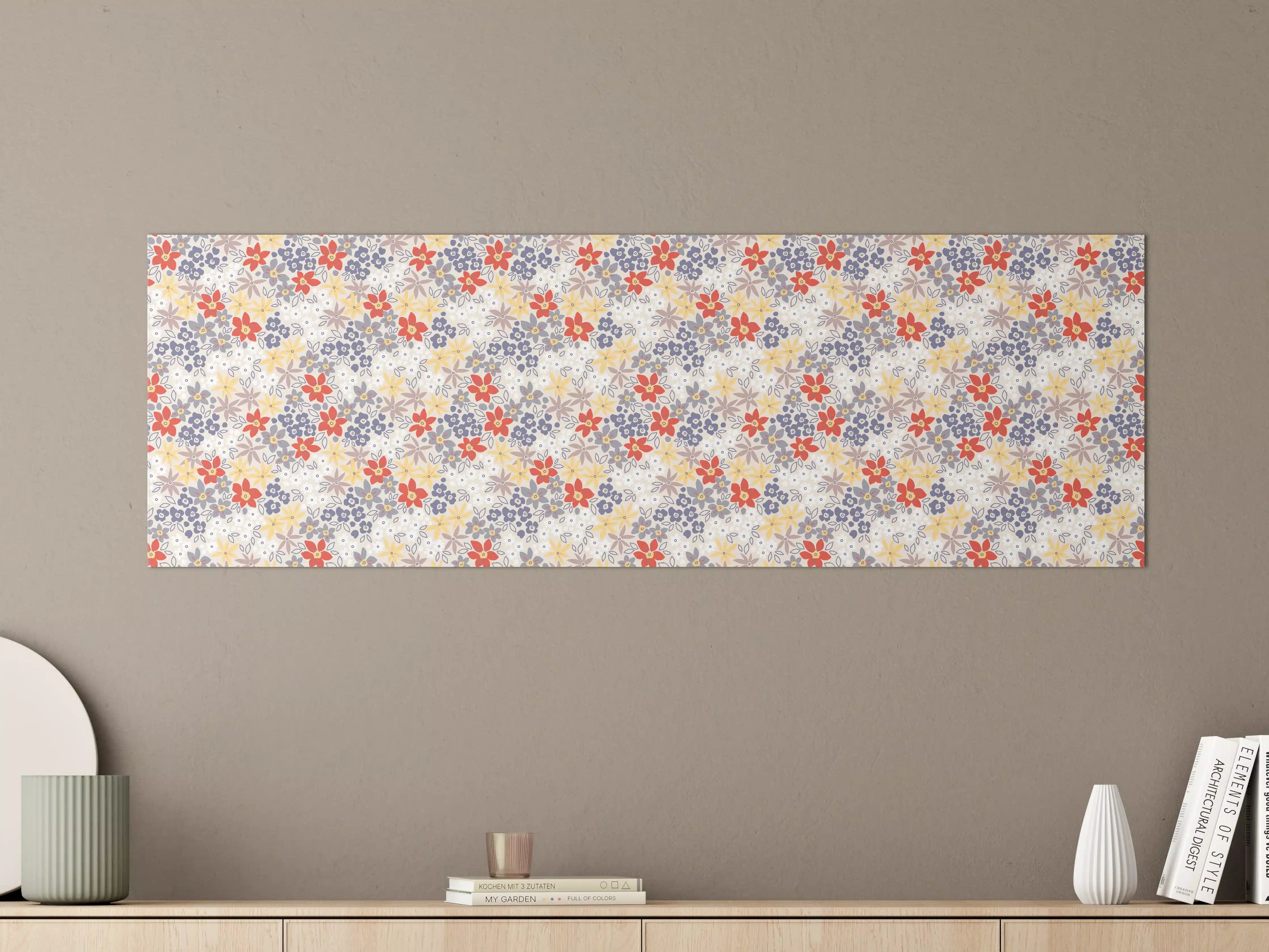 Große Wandbilder - Vintage Ditsy Blumenmuster Beige