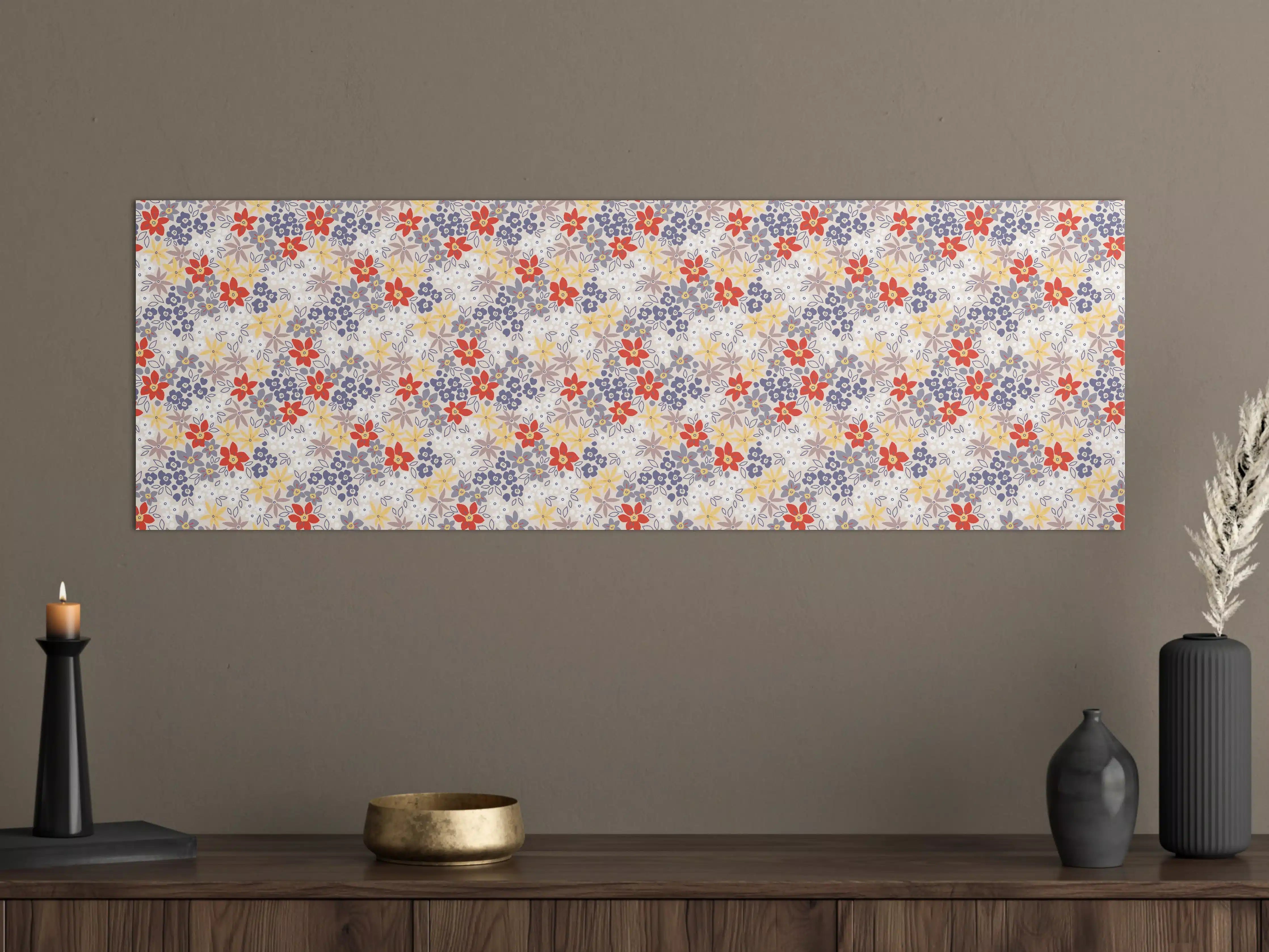 Große Wandbilder - Vintage Ditsy Blumenmuster Beige