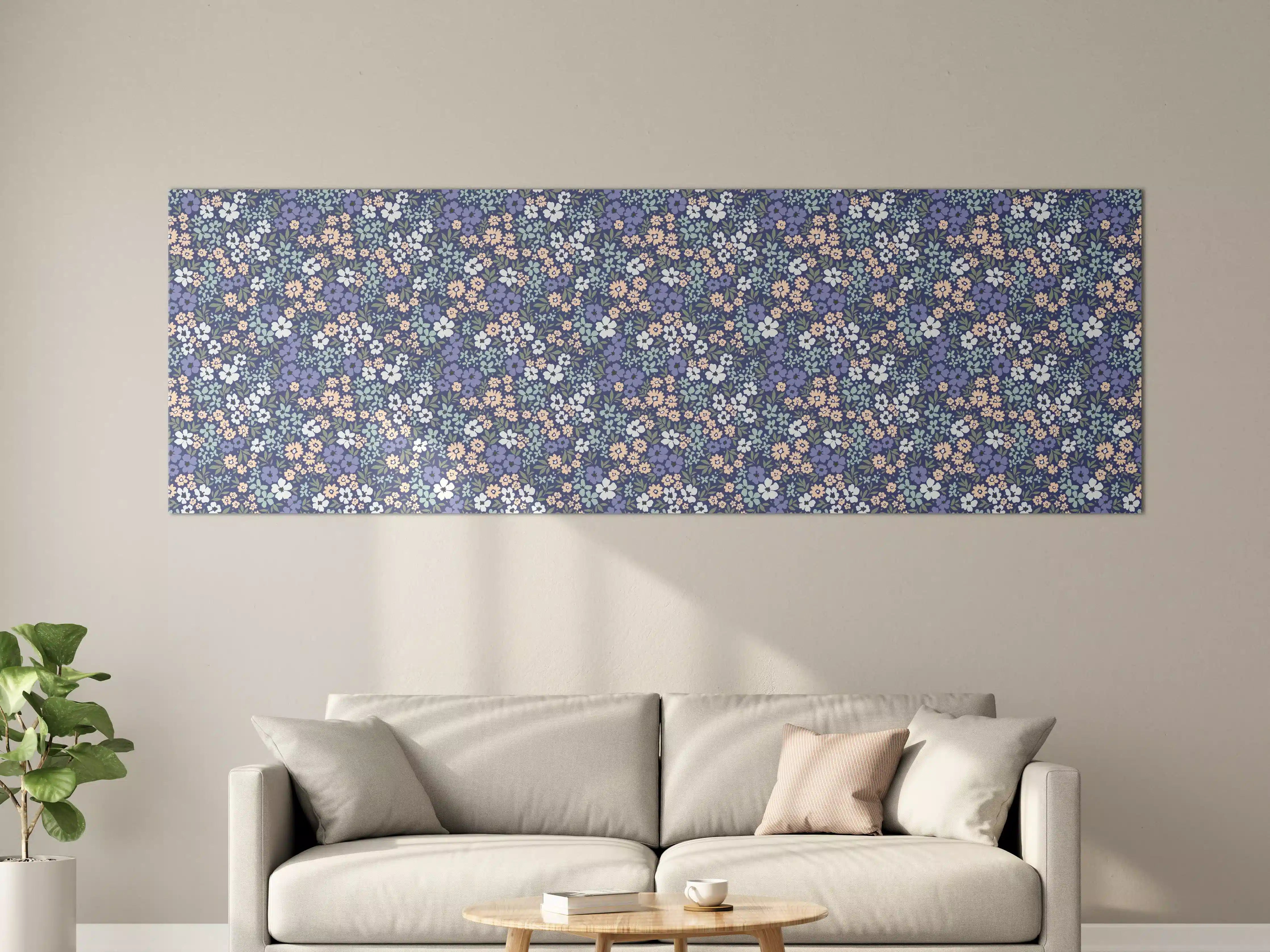 Große Wandbilder - Vintage Ditsy Blumenmuster Blau