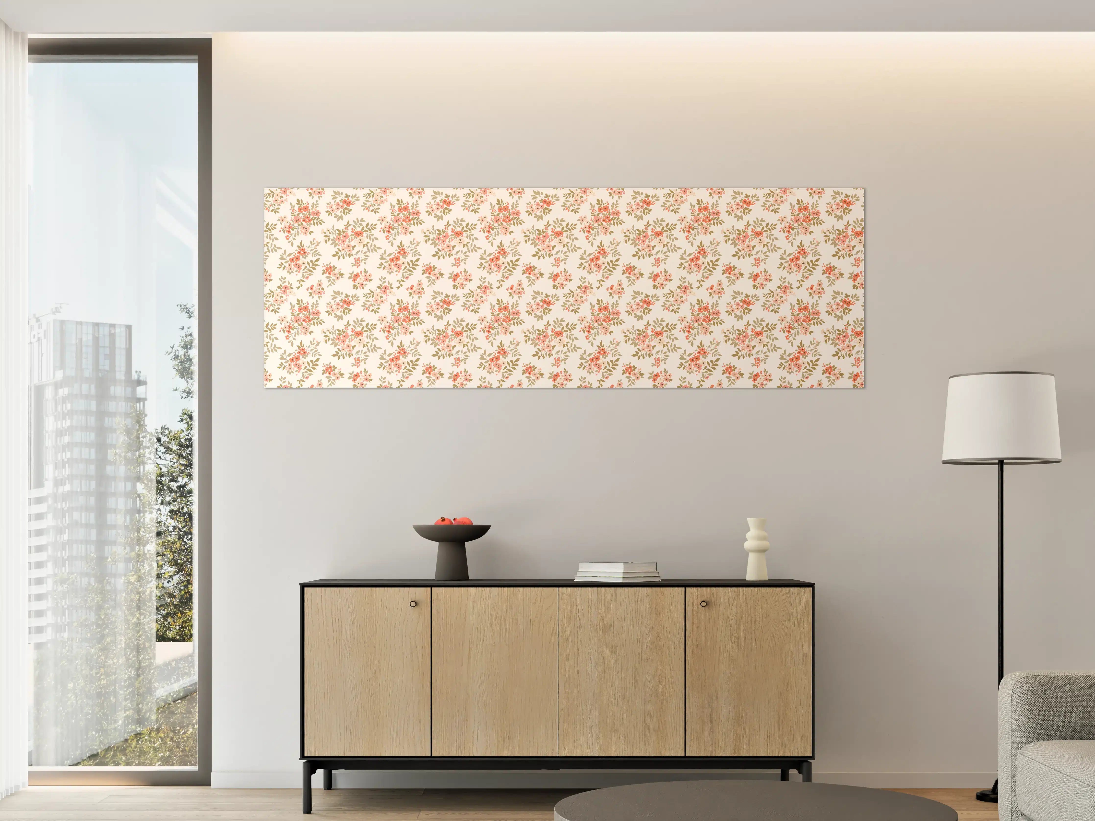 Große Wandbilder - Vintage Ditsy Blumenmuster Rosa Beige