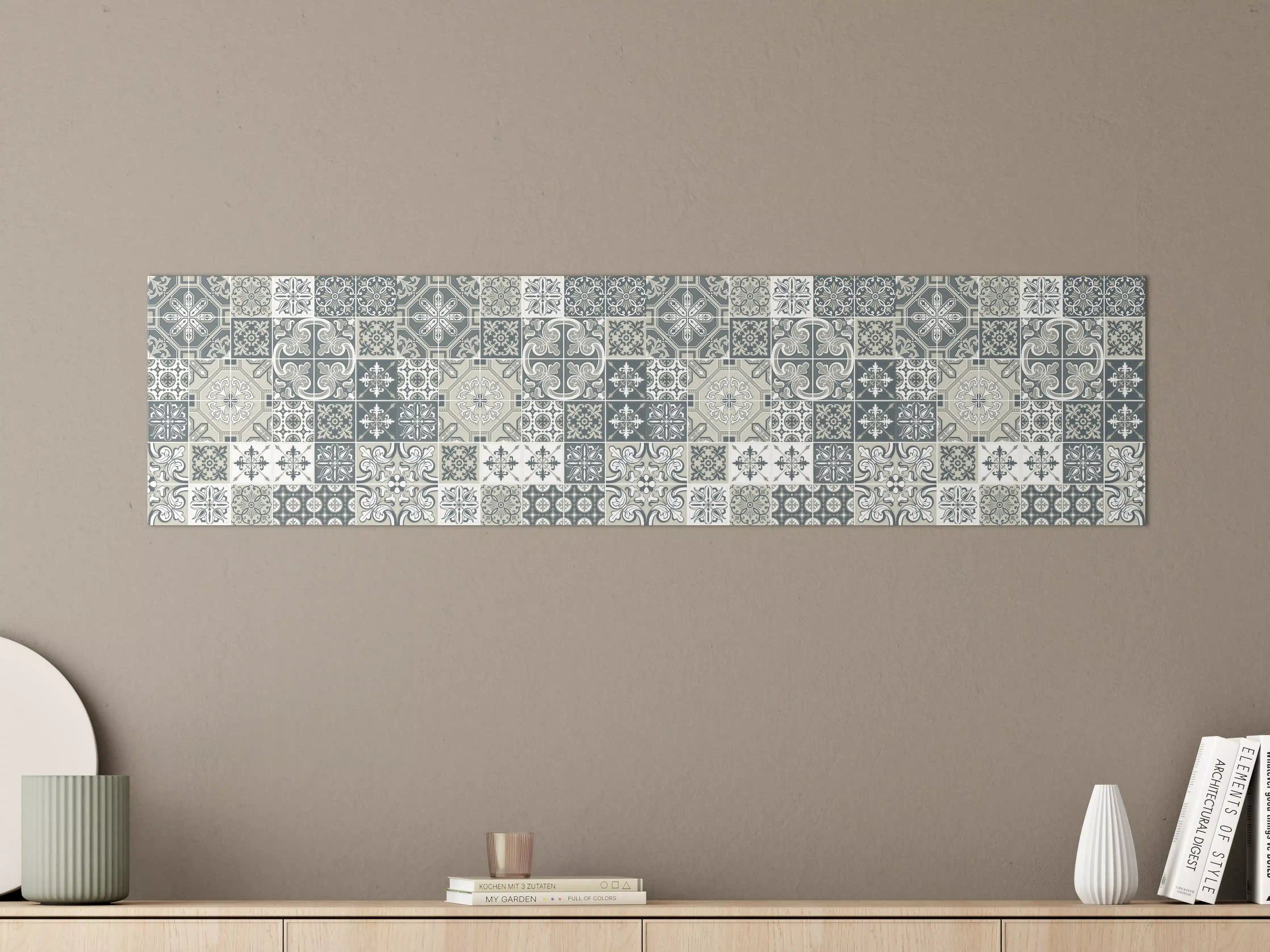 Große Wandbilder - Vintage Fliesenmuster Blau-Weiß