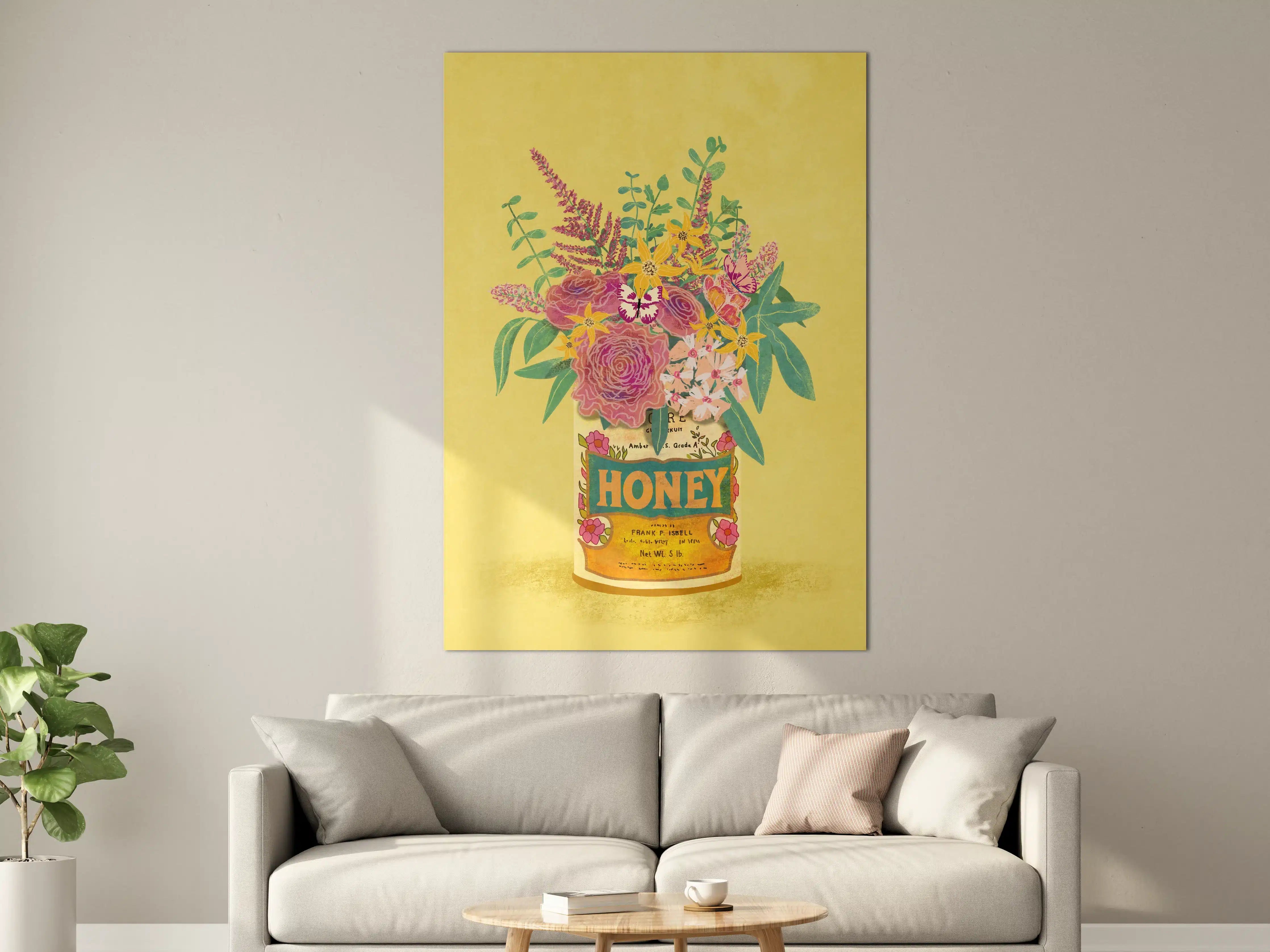 Große Wandbilder - Vintage-Gelb Blumen Honigdose