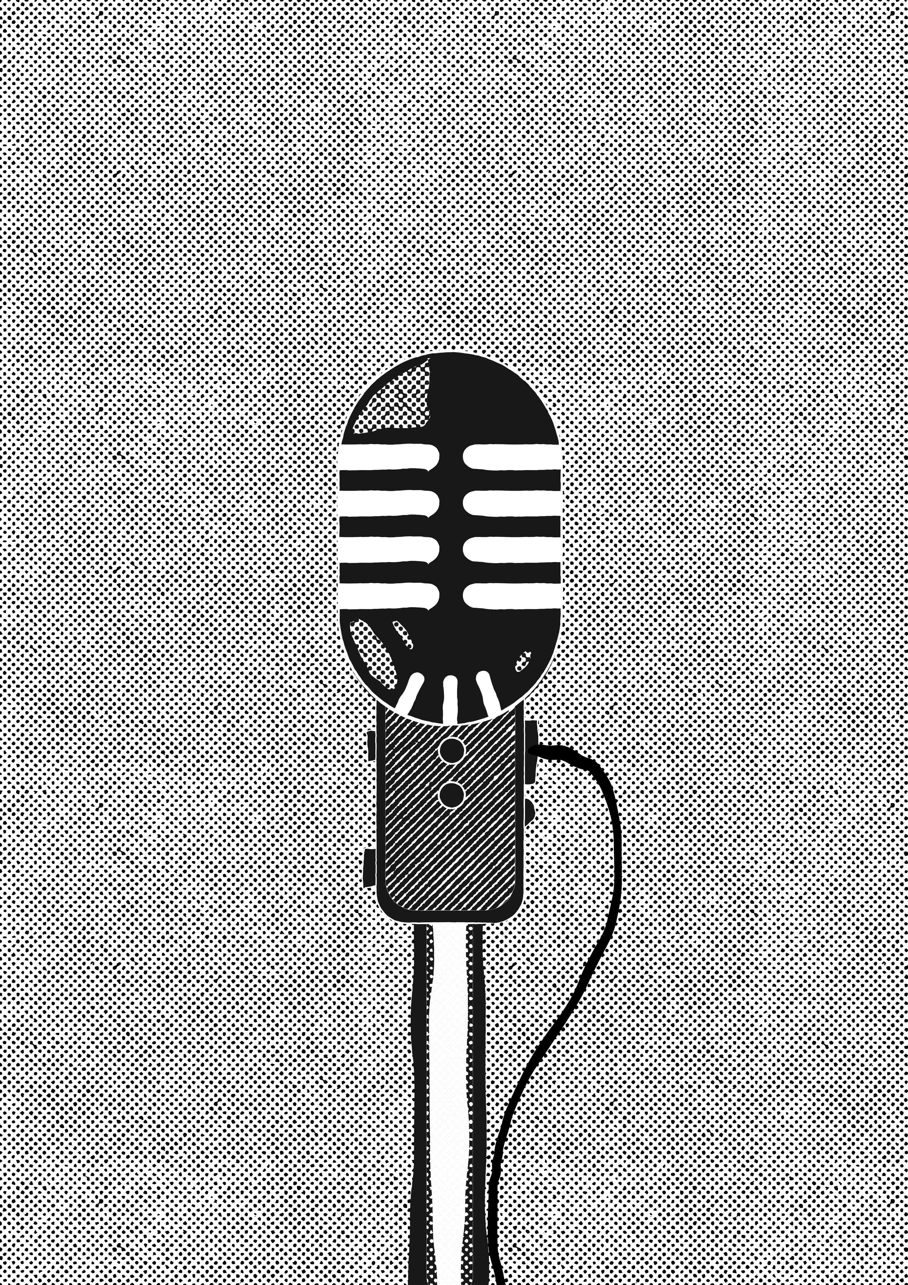 Große Wandbilder-Vintage-Mikrofon in Schwarz-Weiß